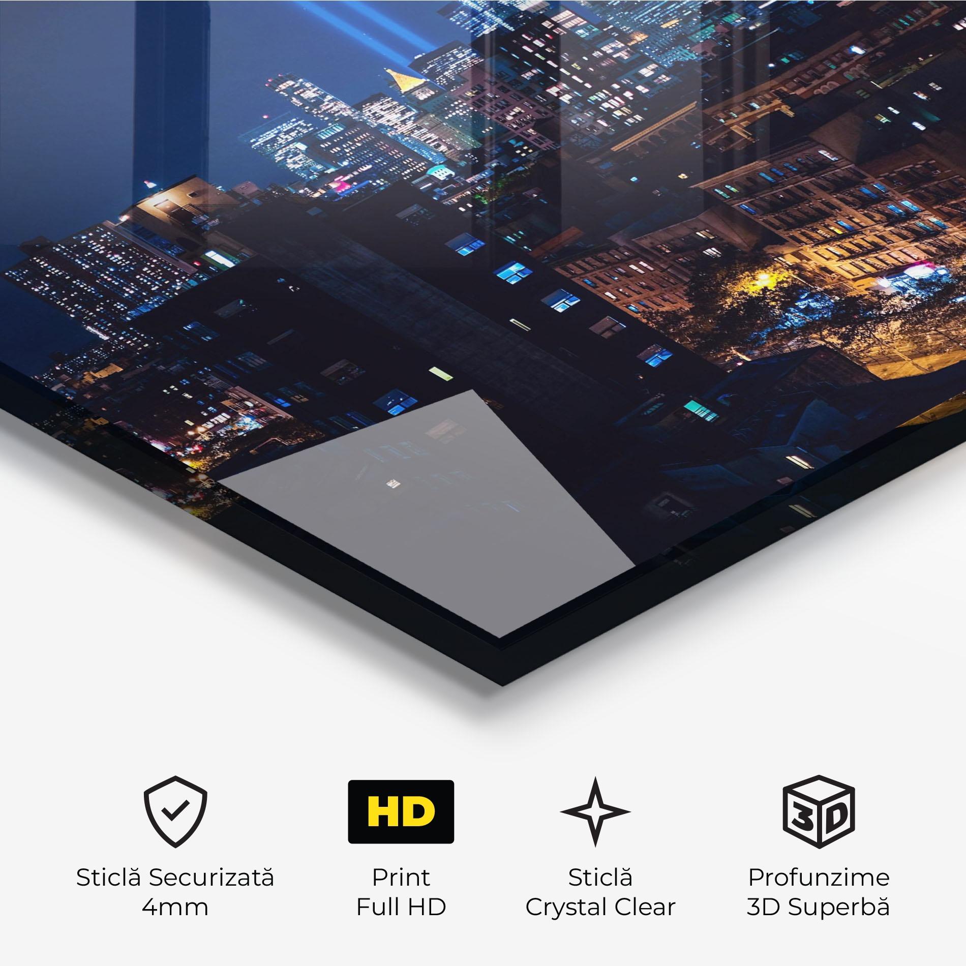 Tablou Sticla Blue Light City mockup 3