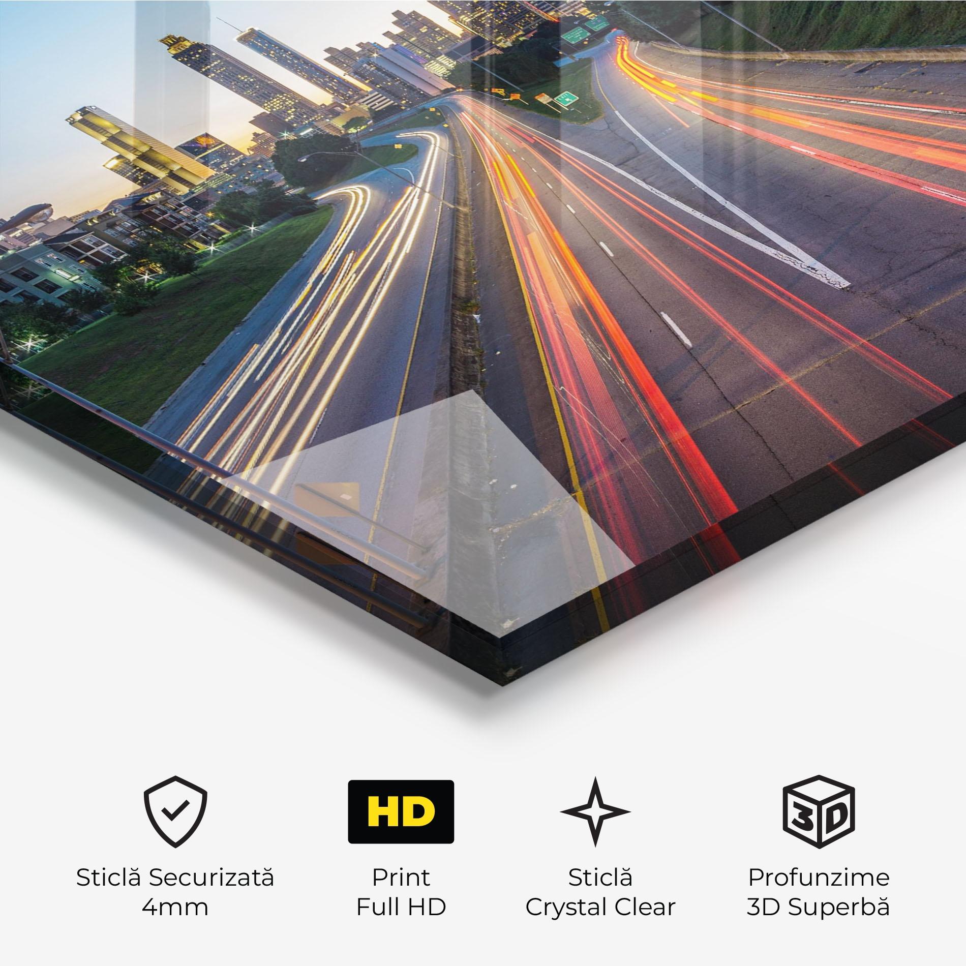 Tablou Sticla Car Lights City mockup 3