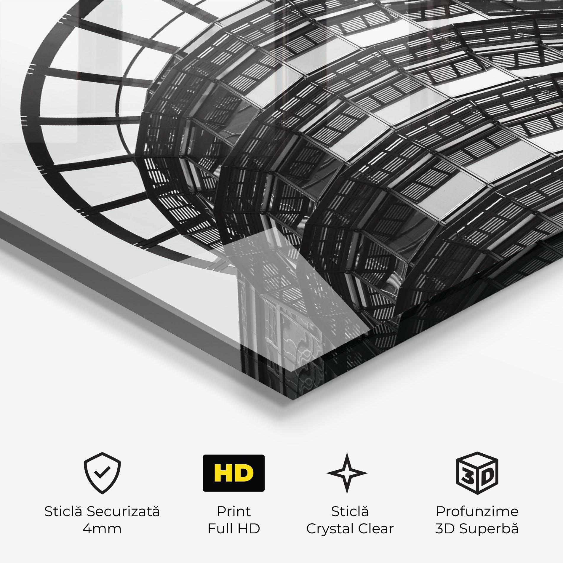 Tablou Sticla Circle Grey Tower mockup 3