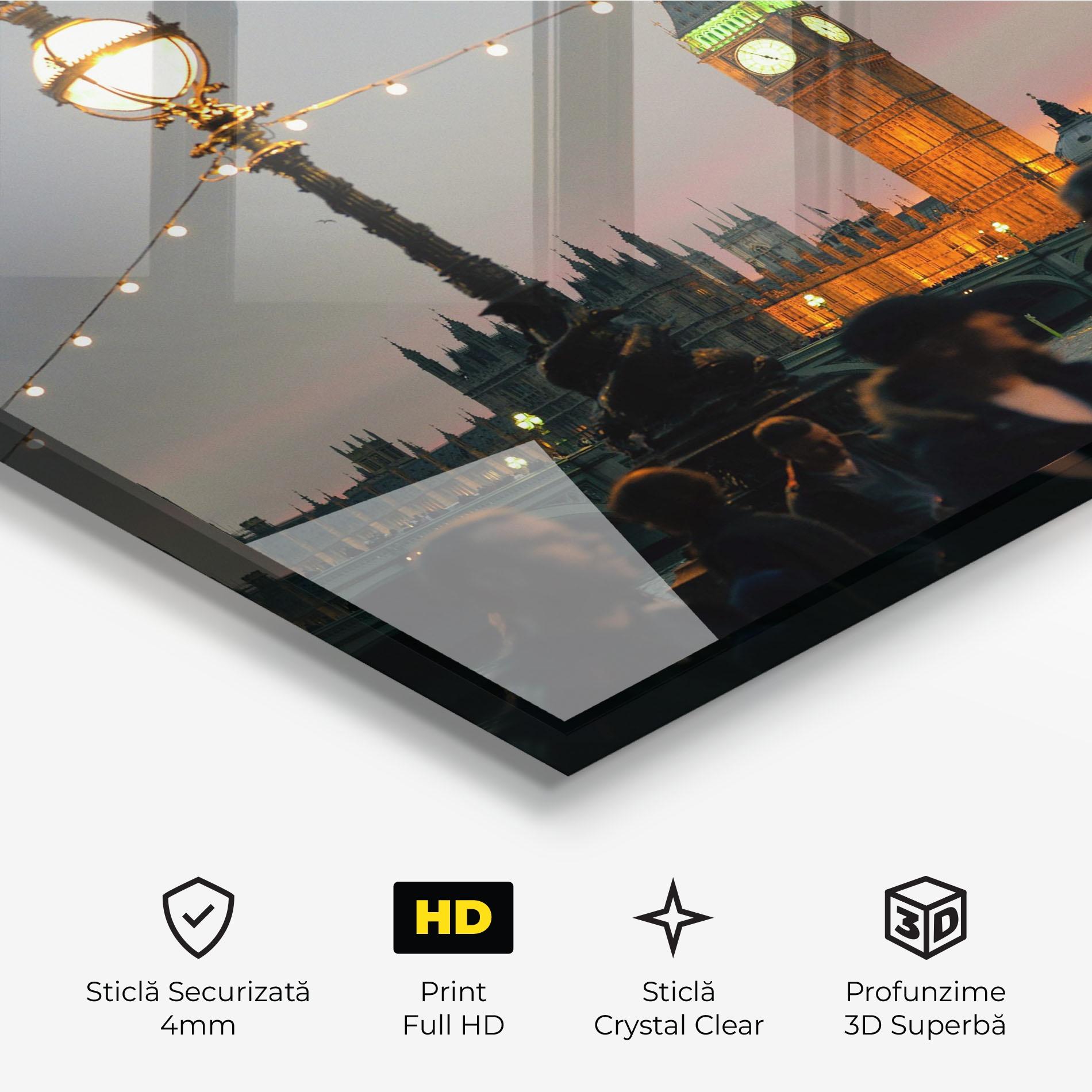 Tablou Sticla Clock Lights mockup 3