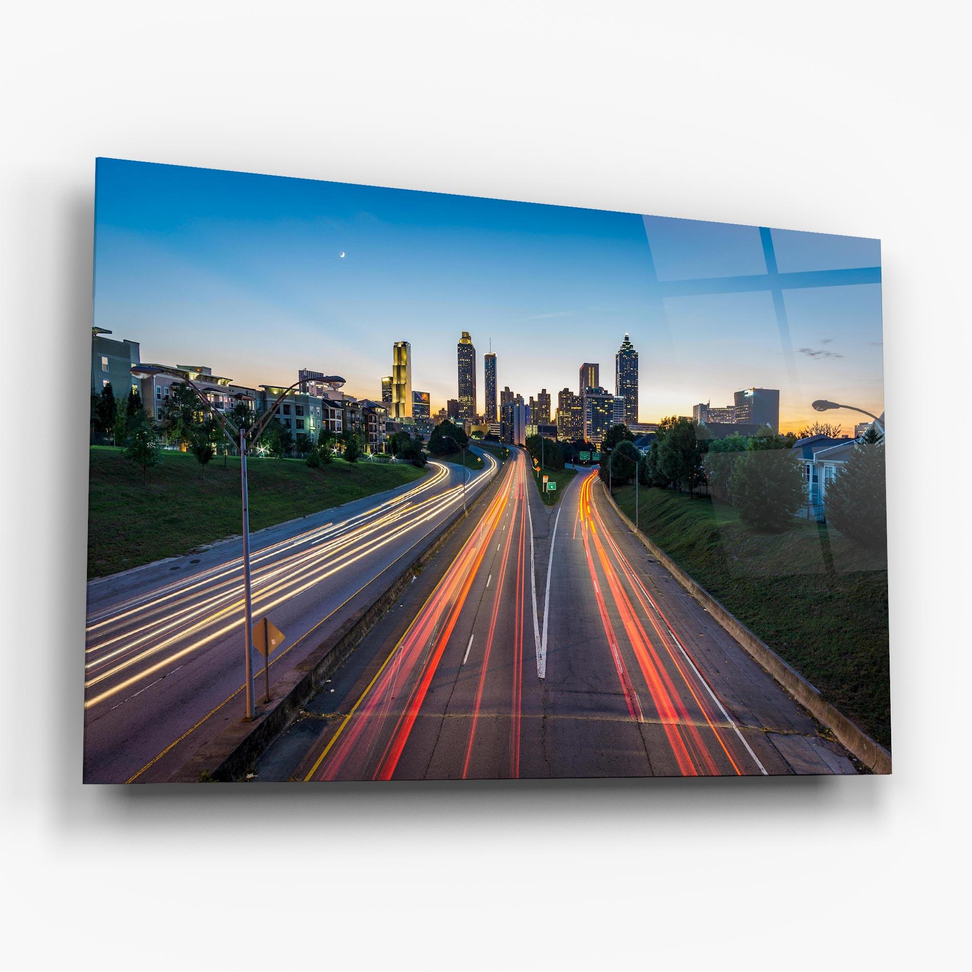 Tablou Sticla Car Lights City mockup 6