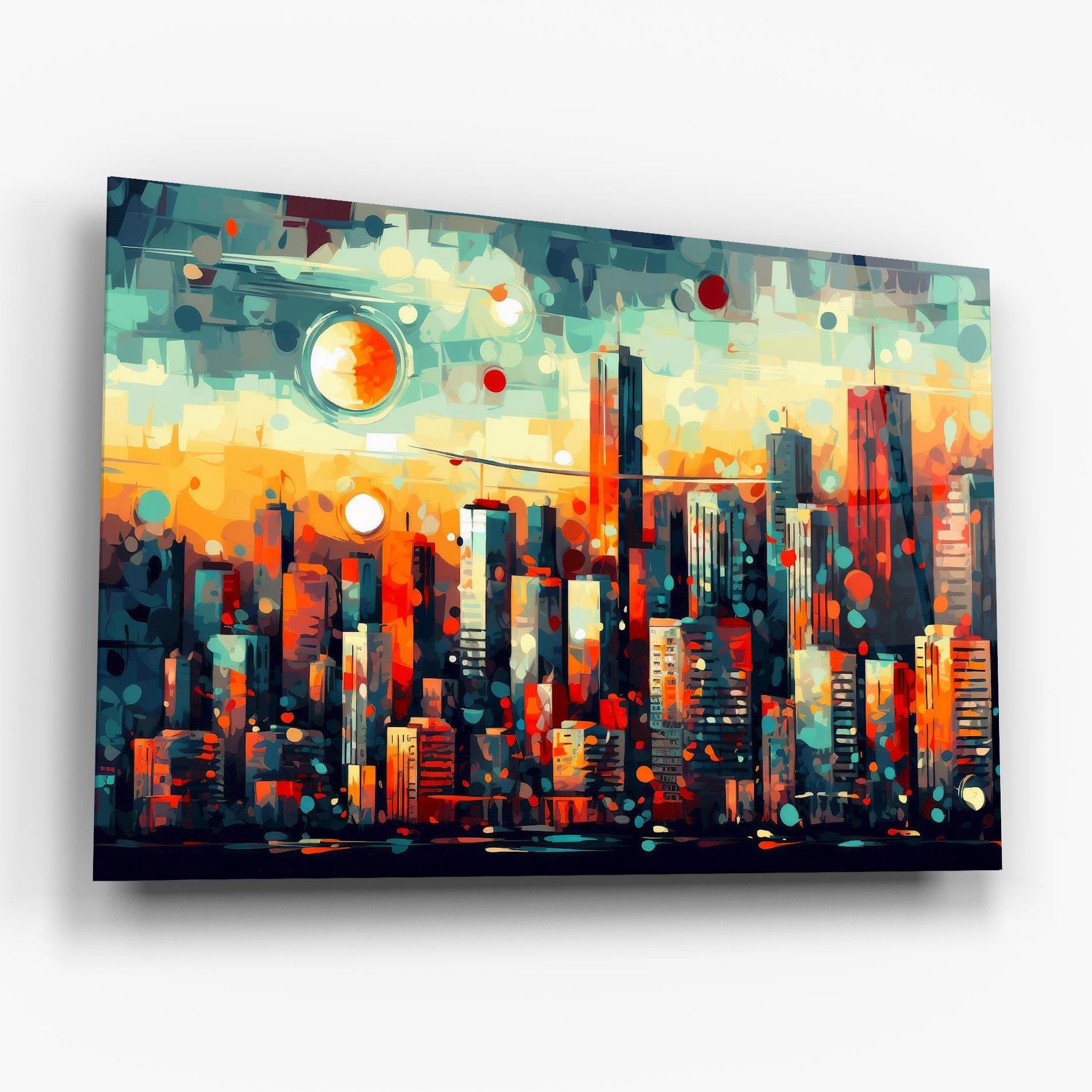 Tablou Sticla Colorful City Painting mockup 6