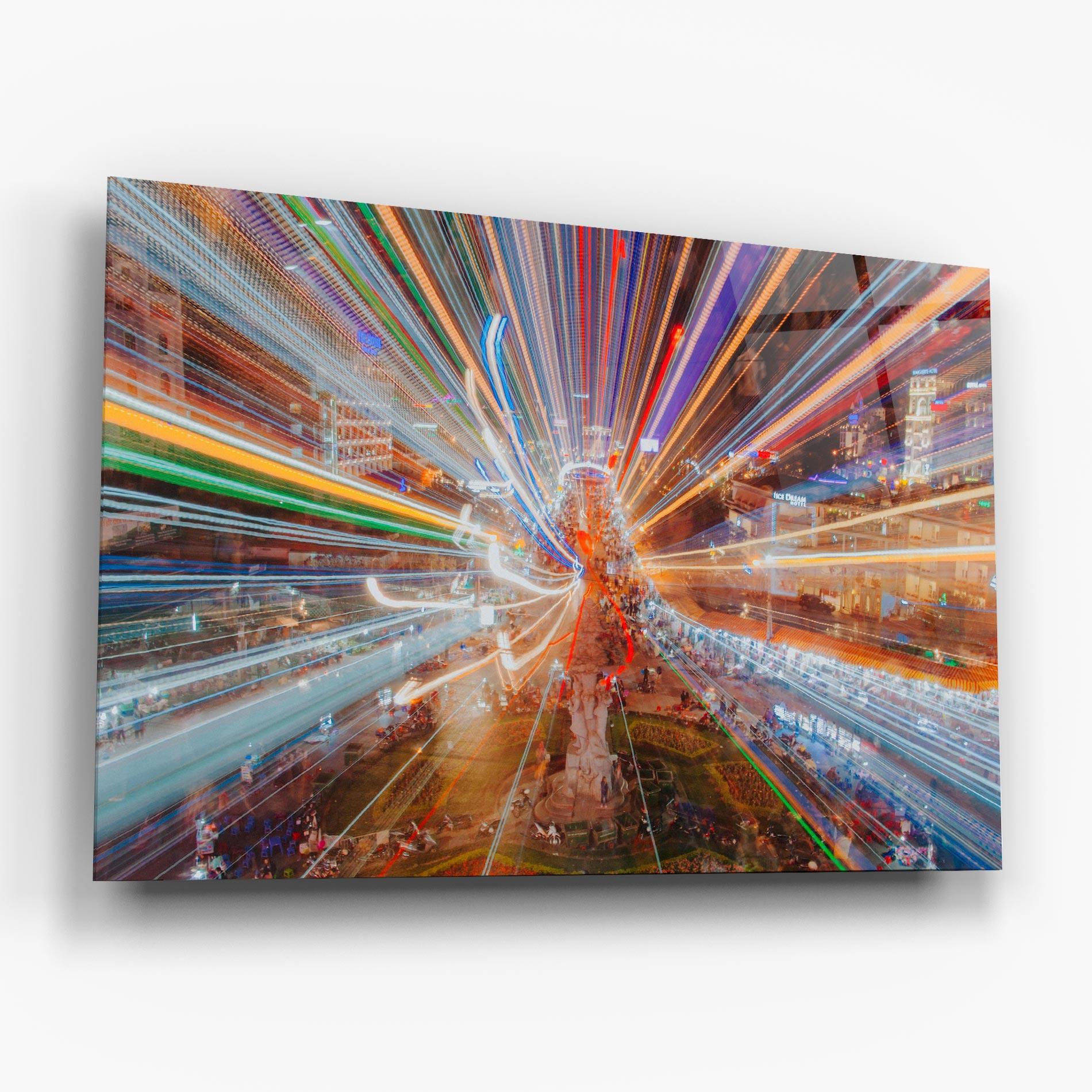 Tablou Sticla Colorful Light City mockup 6