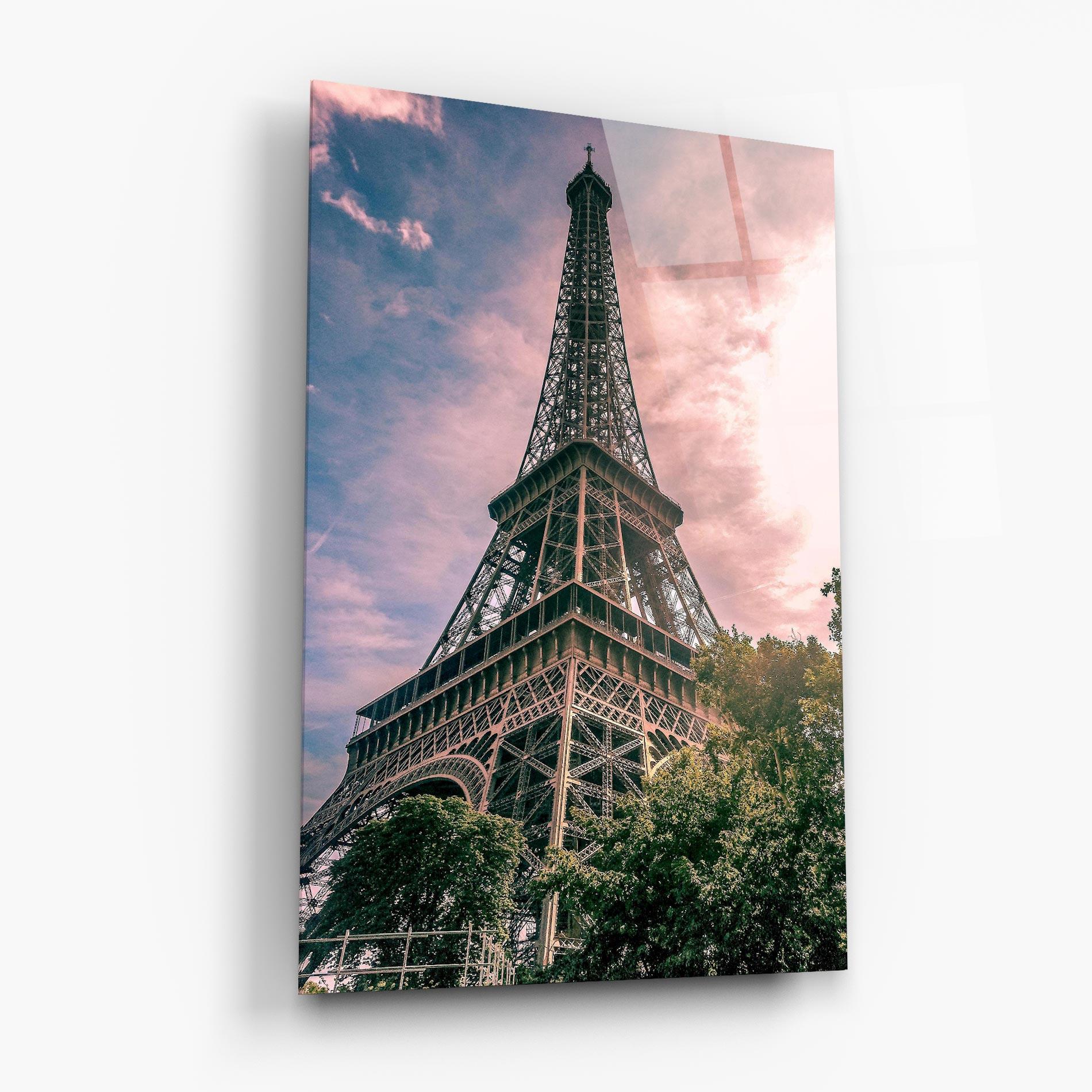 Tablou Sticla Eiffel Under Pink Sky mockup 6