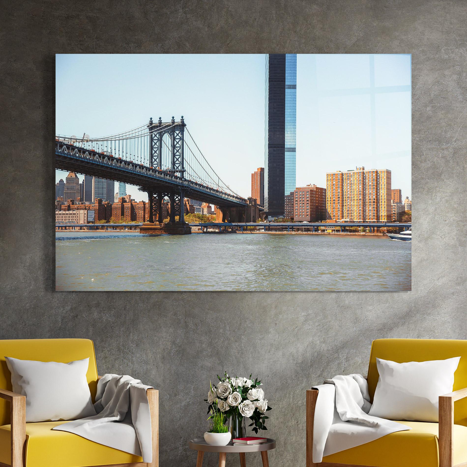 Tablou Sticla Big City Bridge mockup 4