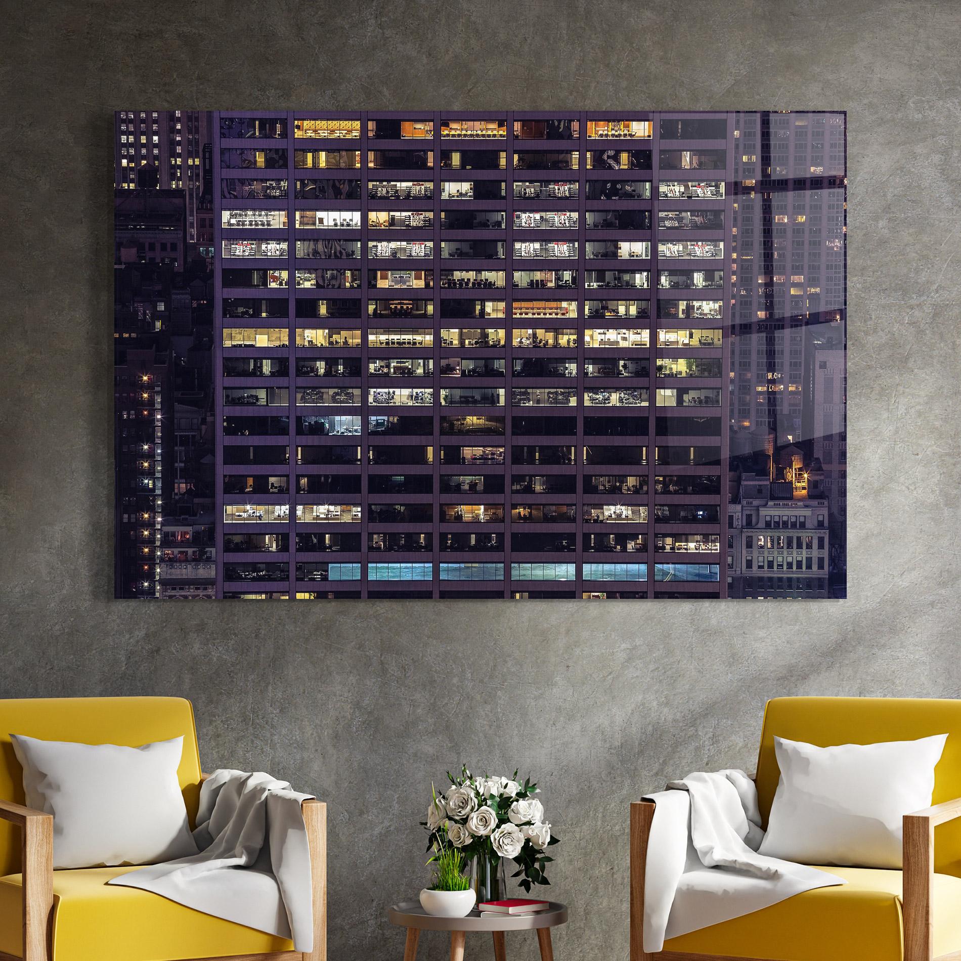 Tablou Sticla Building Lights mockup 4