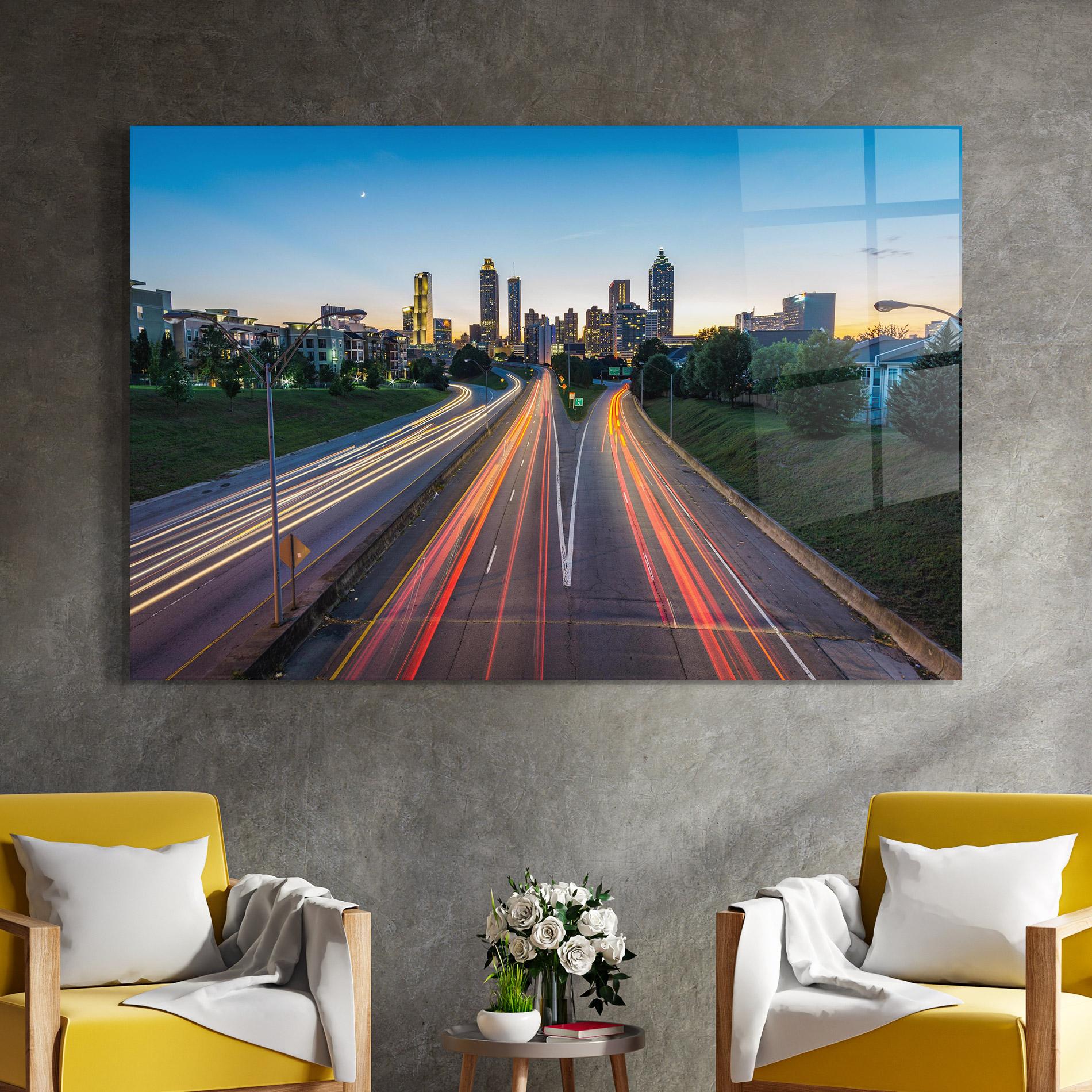 Tablou Sticla Car Lights City mockup 4