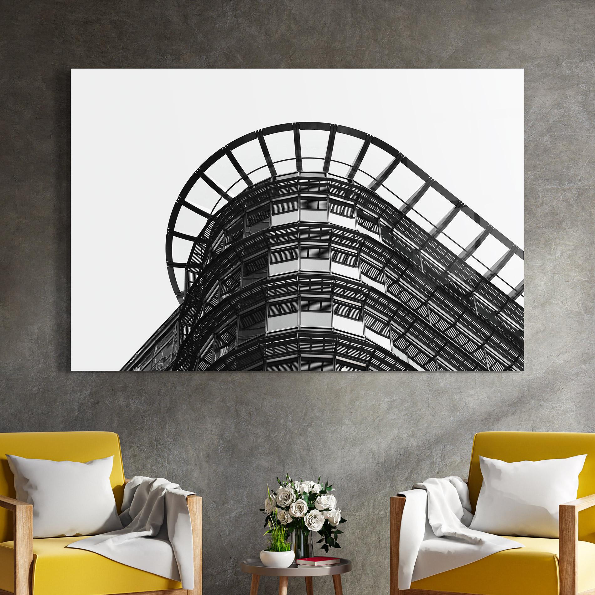 Tablou Sticla Circle Grey Tower mockup 4