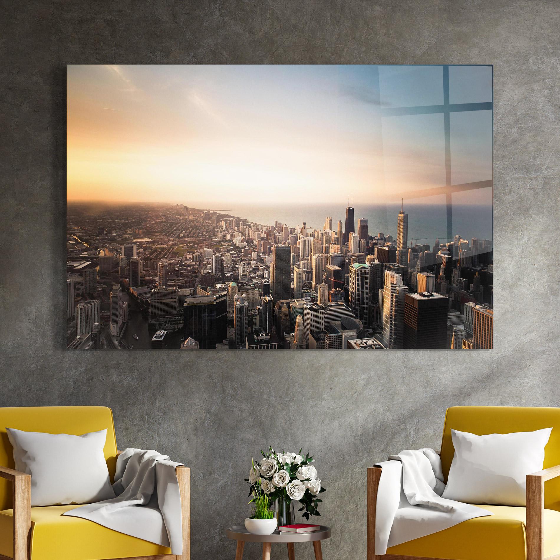 Tablou Sticla City Buildings mockup 4