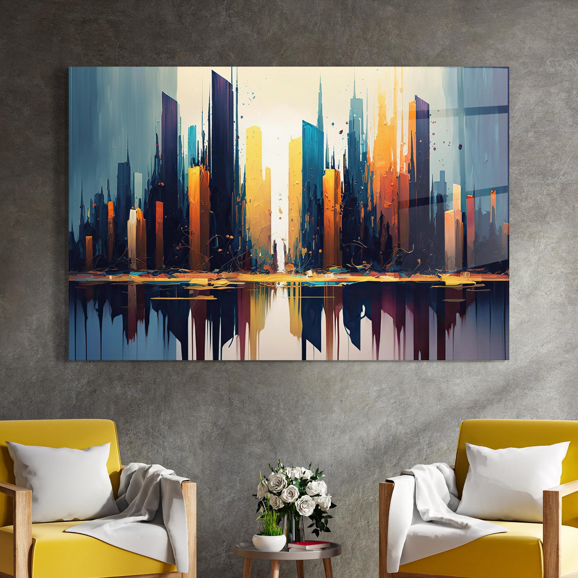 Tablou Sticla City Pain Art mockup 4