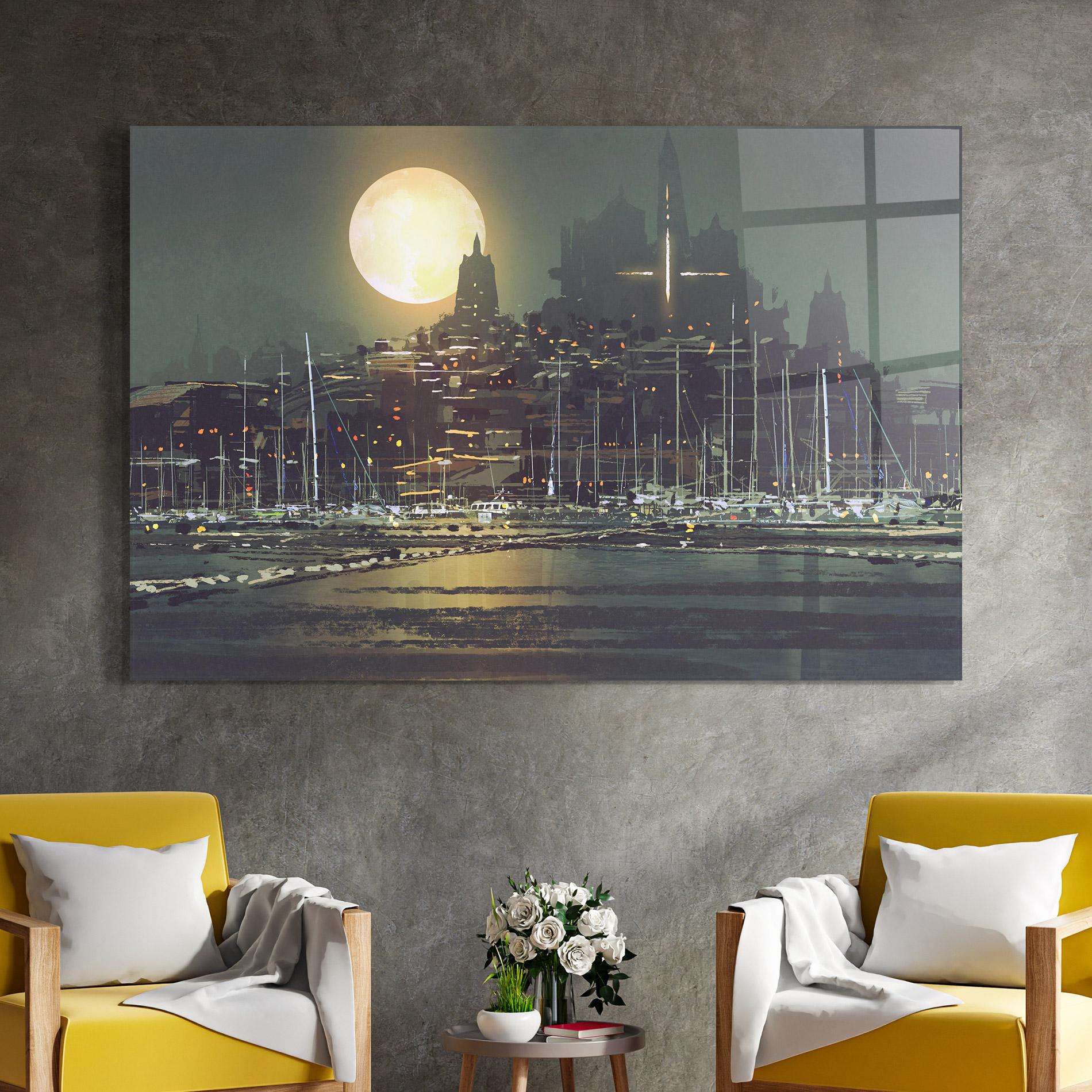 Tablou Sticla City Port mockup 4