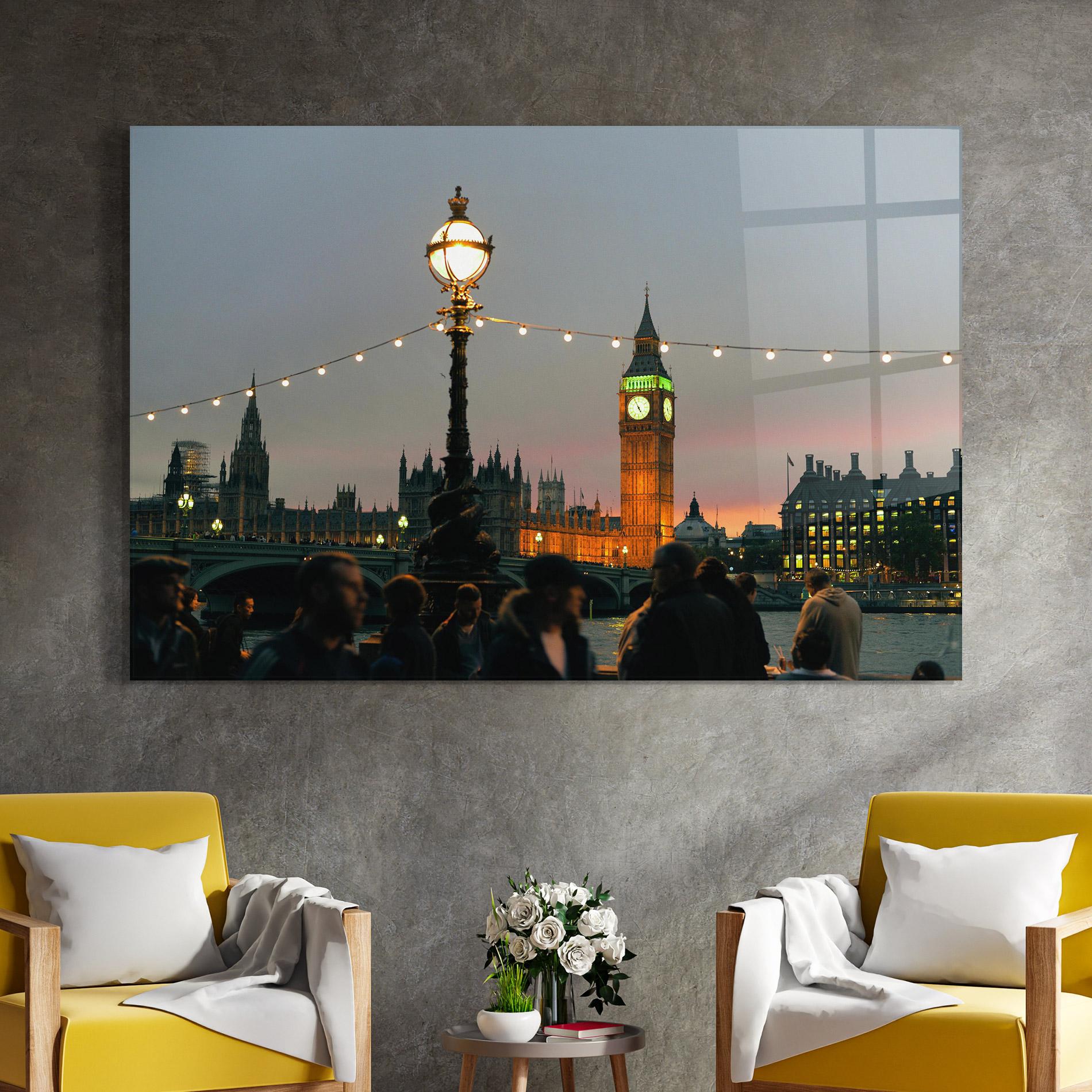 Tablou Sticla Clock Lights mockup 4