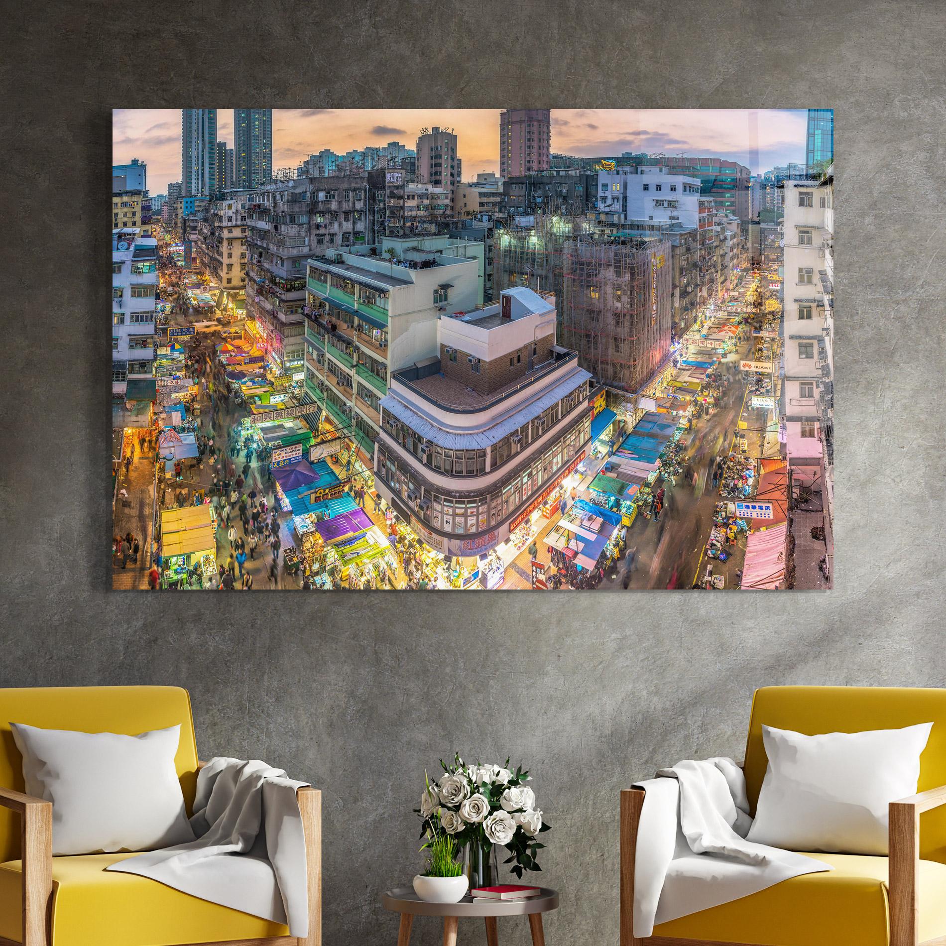 Tablou Sticla Colorful Building mockup 4