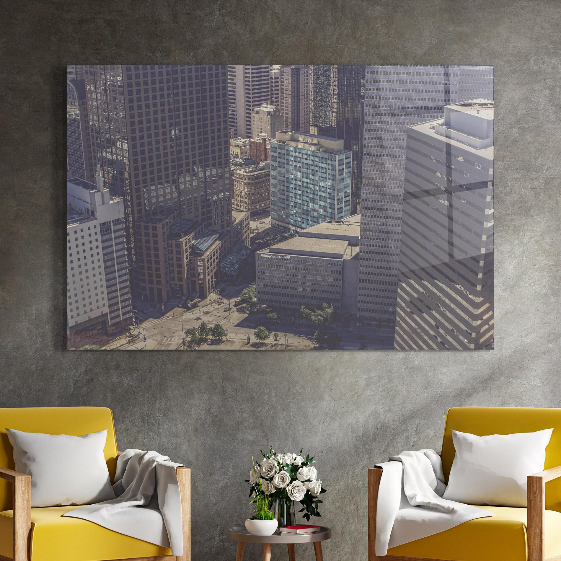 Tablou Sticla Cream Light Building mockup 4