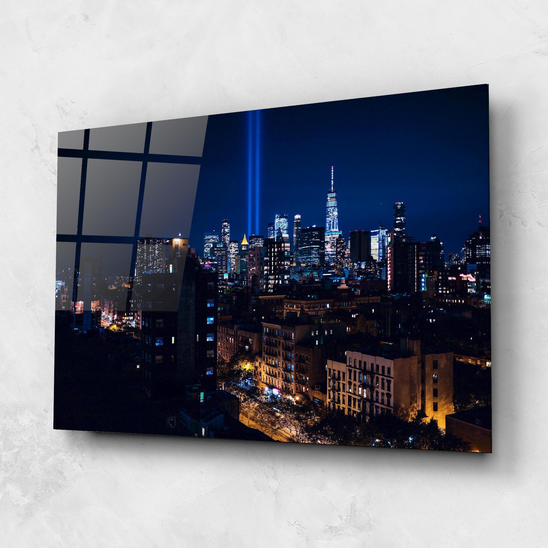 Tablou Sticla Blue Light City mockup 1