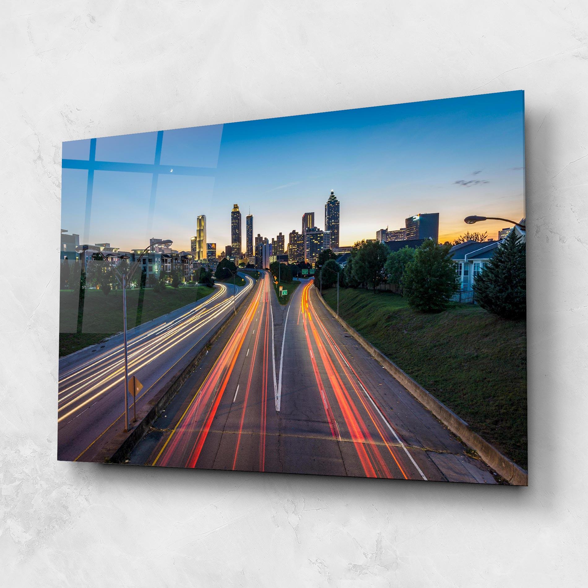 Tablou Sticla Car Lights City mockup 1