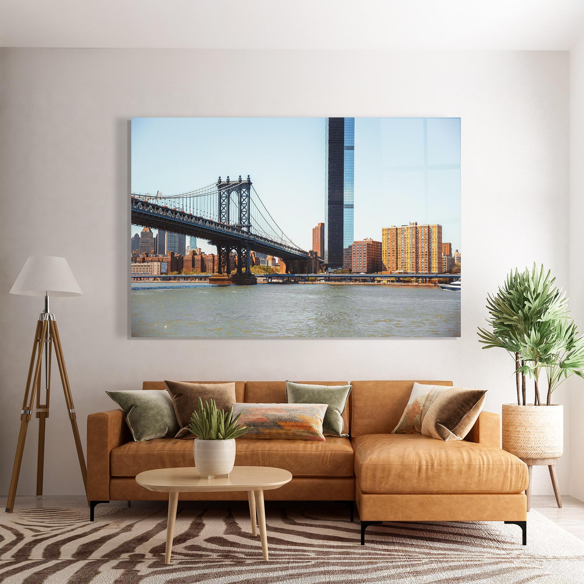 Tablou Sticla Big City Bridge mockup 7