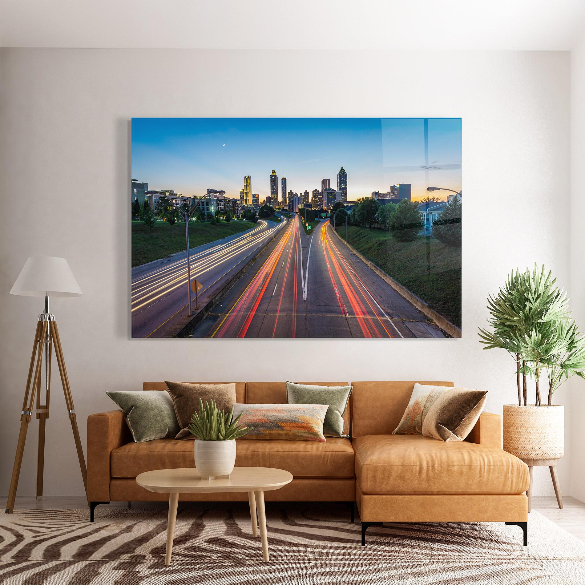 Tablou Sticla Car Lights City mockup 7