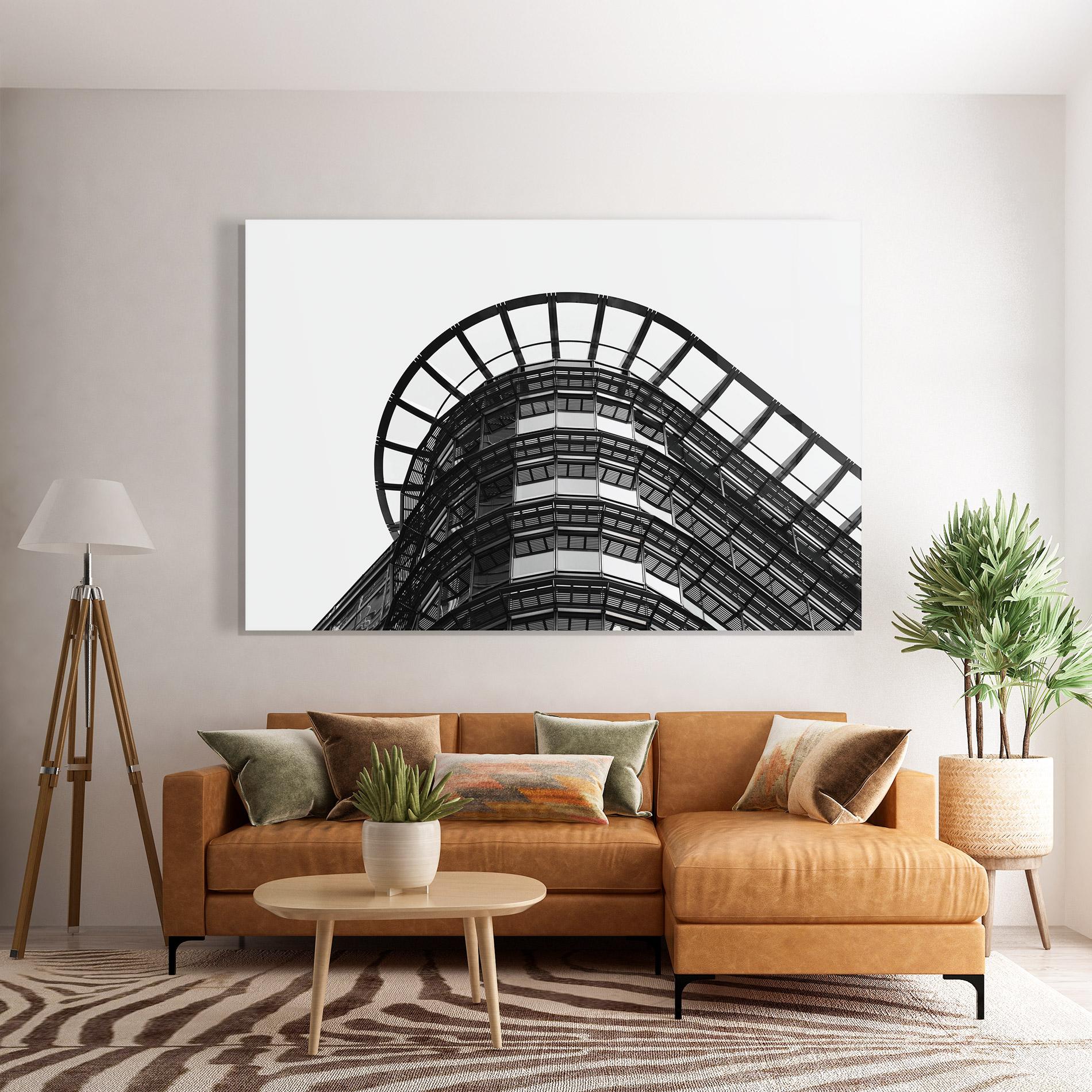 Tablou Sticla Circle Grey Tower mockup 7