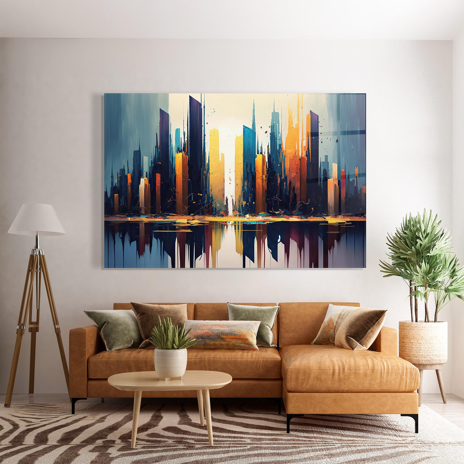 Tablou Sticla City Pain Art mockup 7