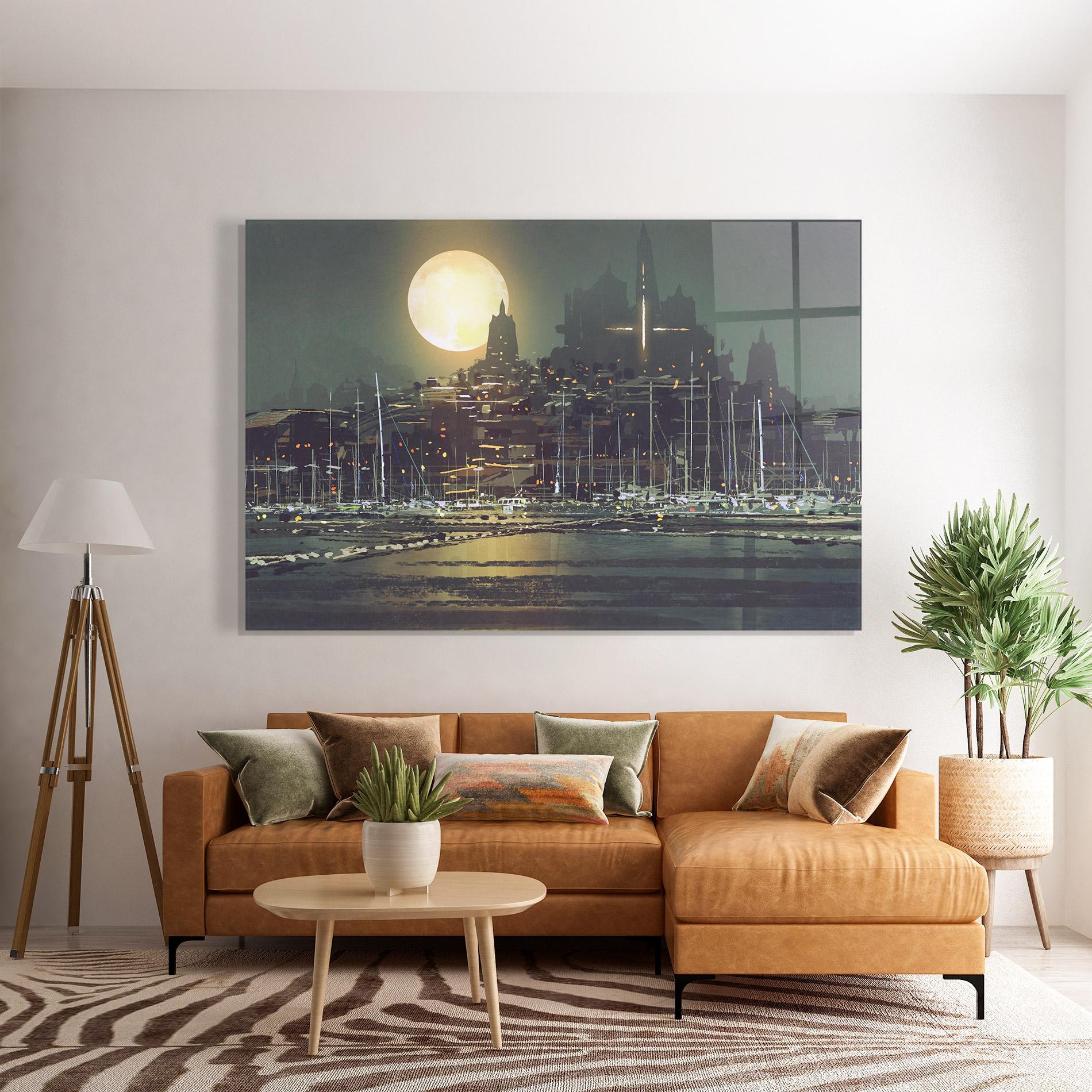 Tablou Sticla City Port mockup 7