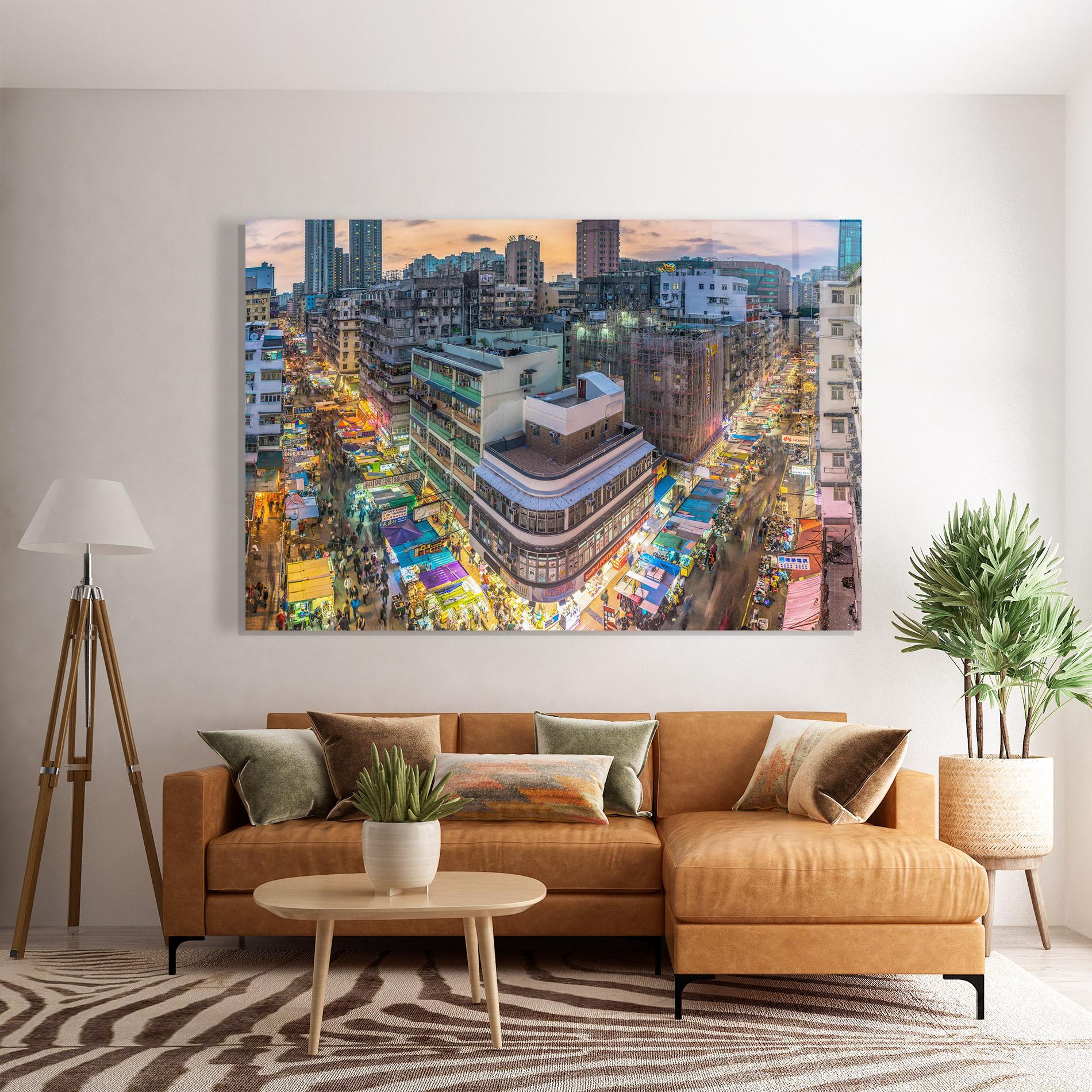 Tablou Sticla Colorful Building mockup 7