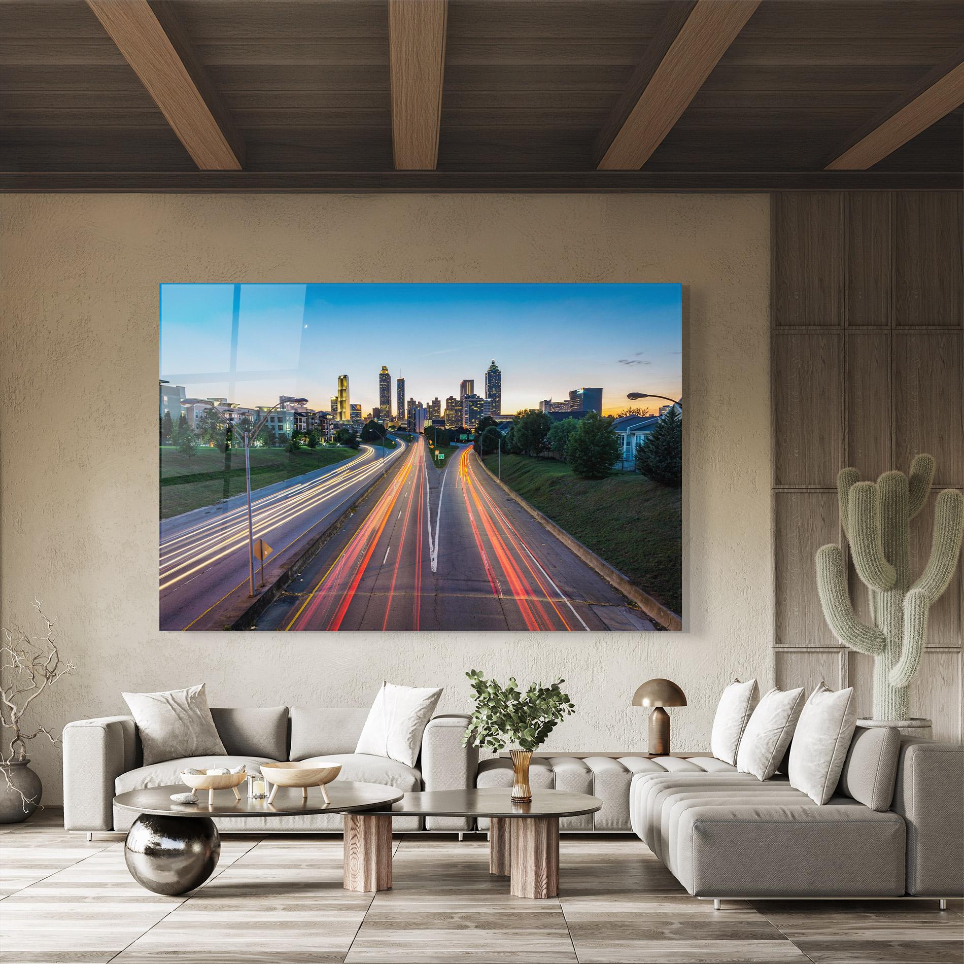 Tablou Sticla Car Lights City mockup 8