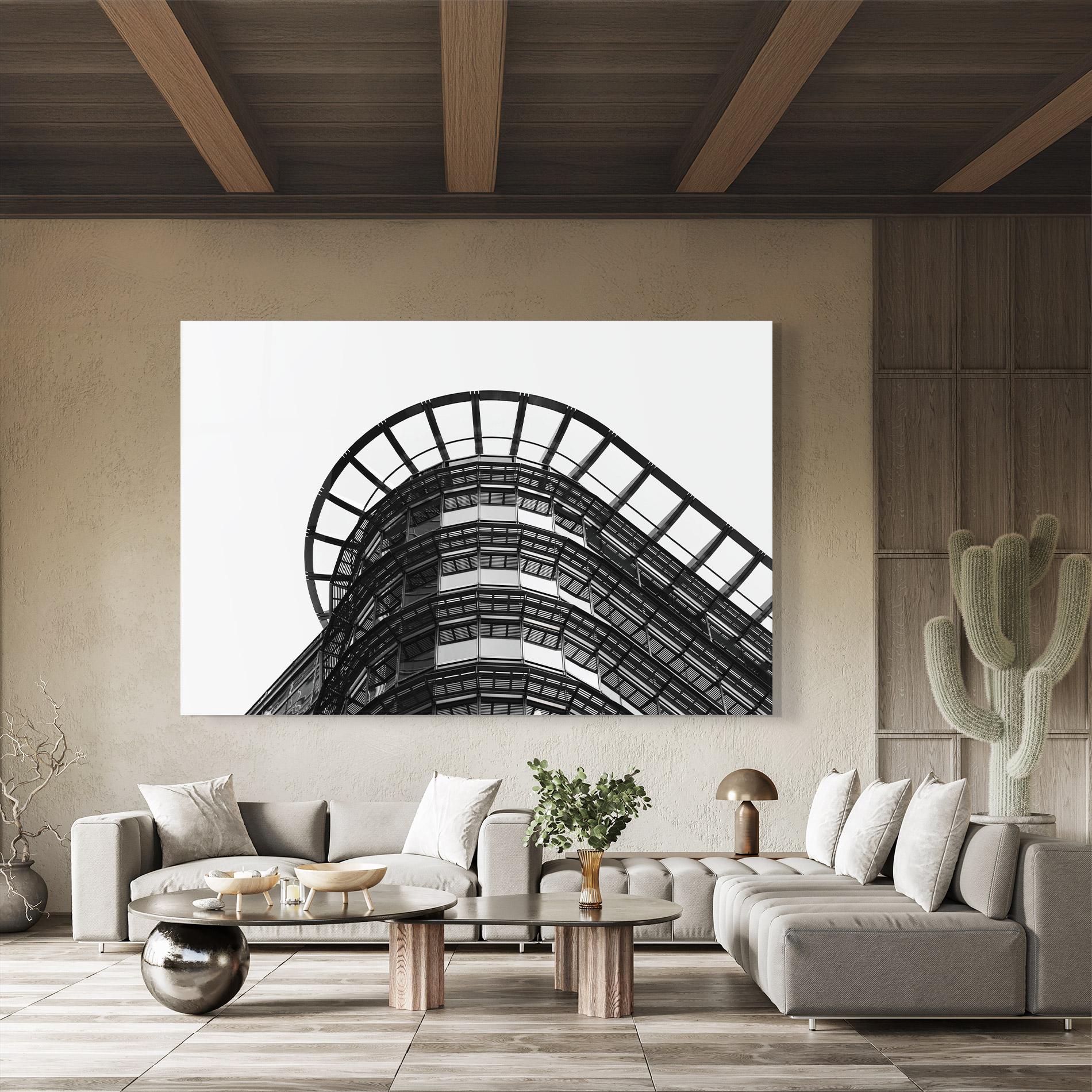 Tablou Sticla Circle Grey Tower mockup 8