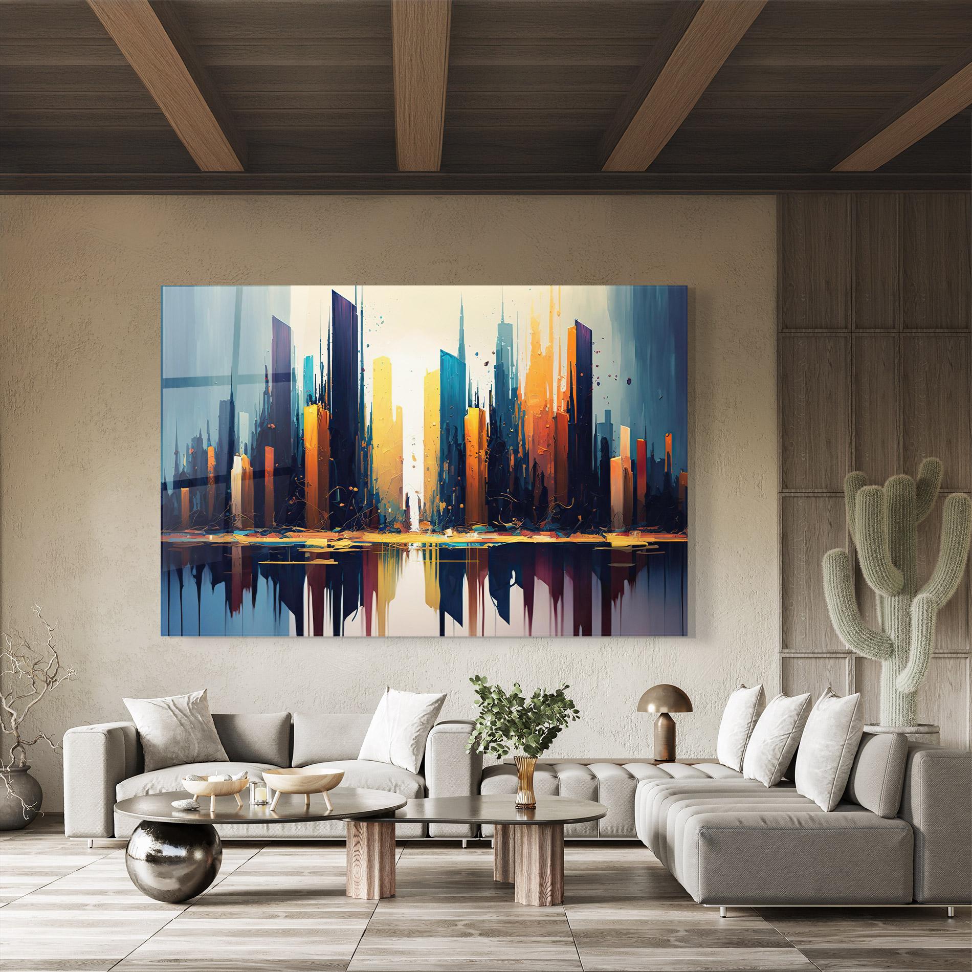 Tablou Sticla City Pain Art mockup 8