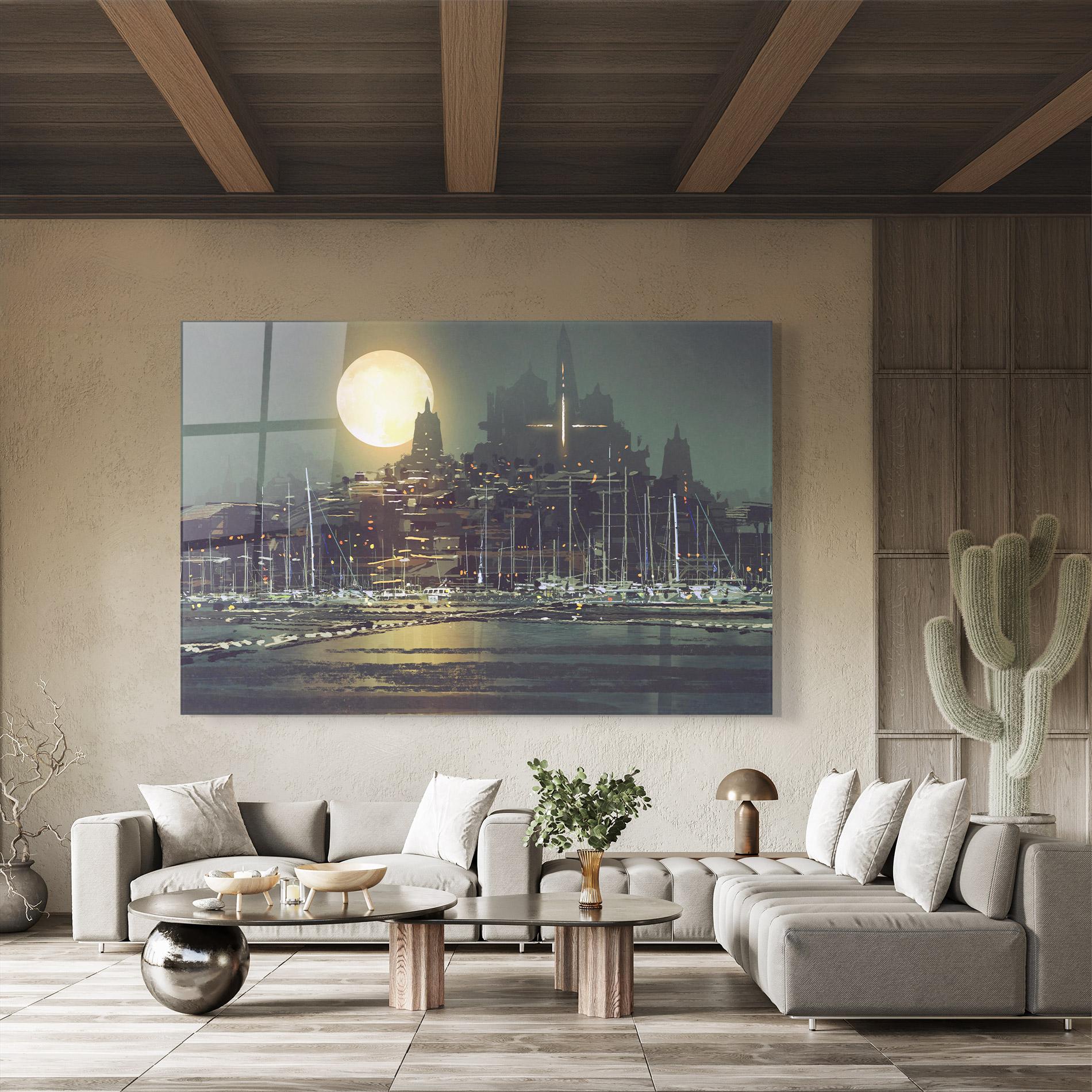 Tablou Sticla City Port mockup 8