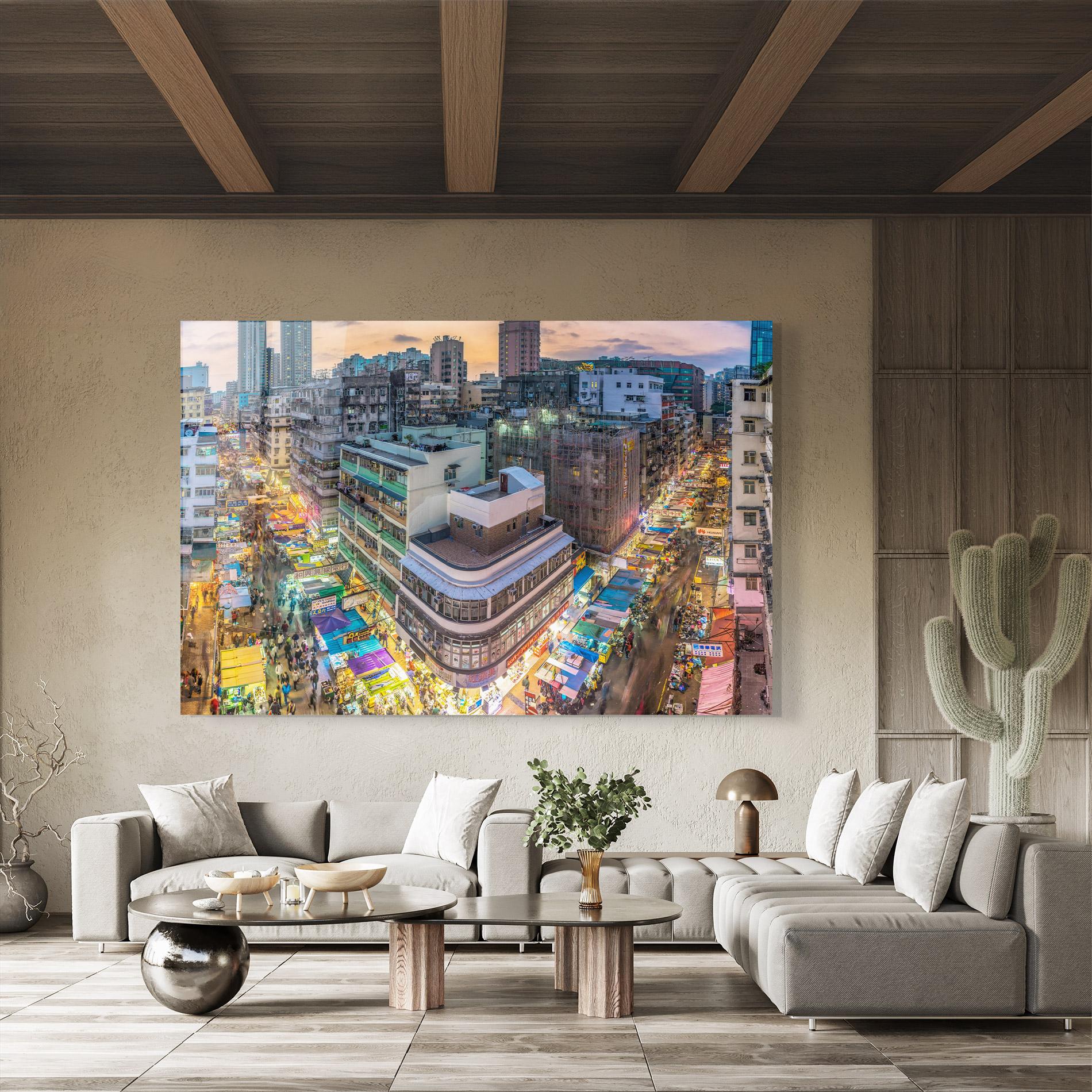 Tablou Sticla Colorful Building mockup 8