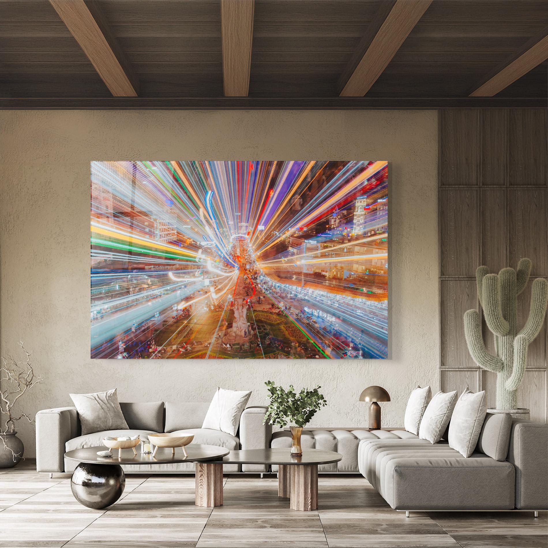 Tablou Sticla Colorful Light City mockup 8