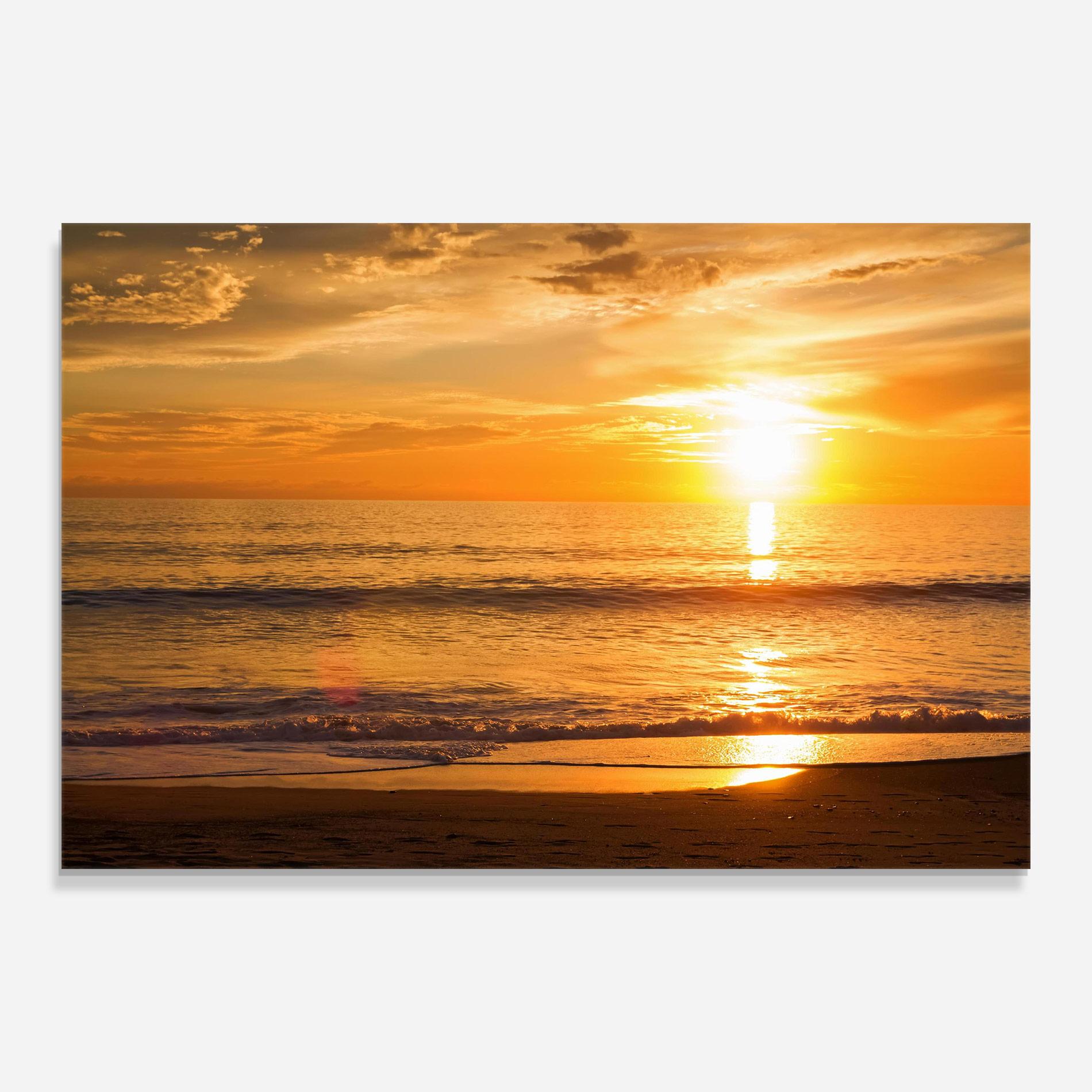 Tablou Sticla Sunset Ocean Coast mockup 0