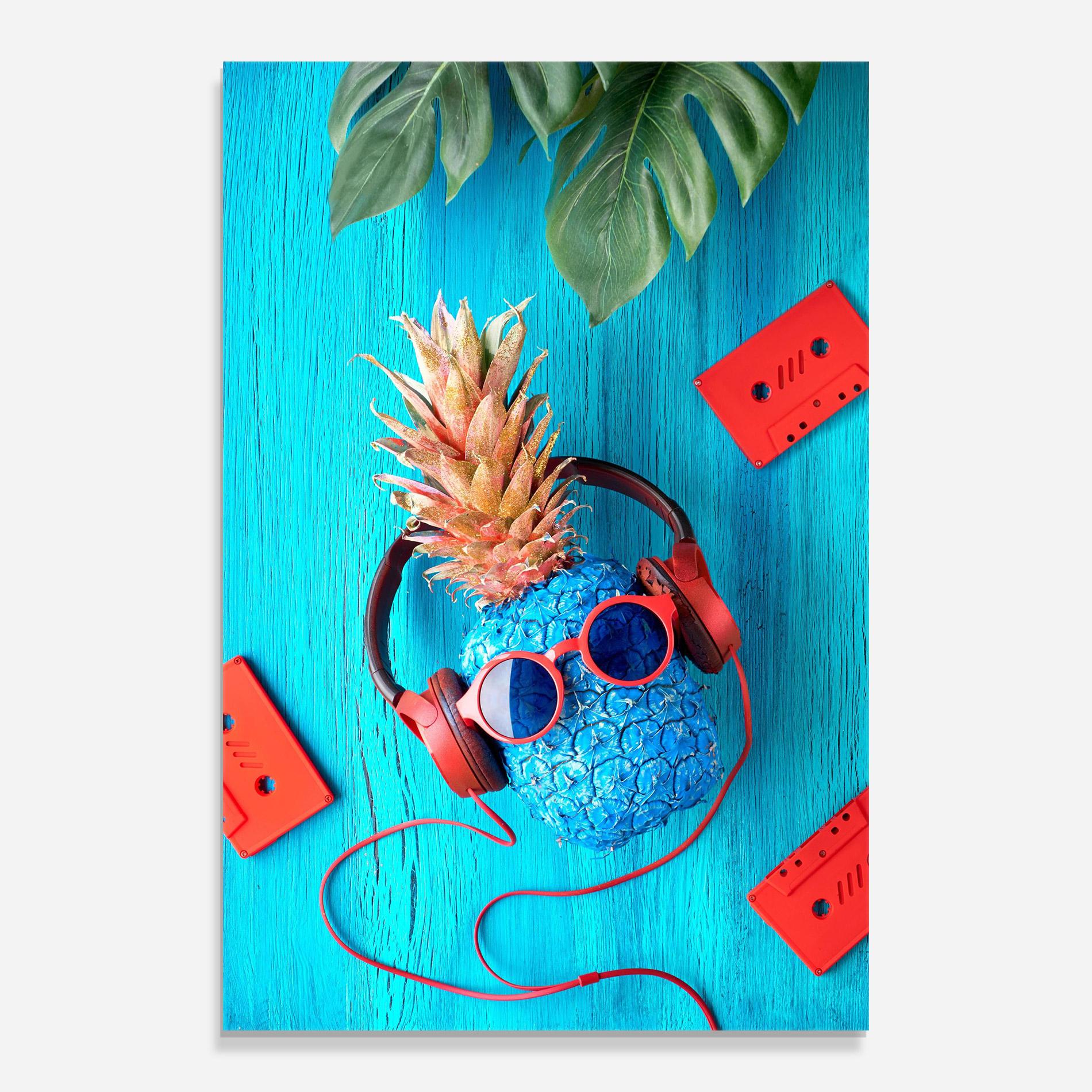 Tablou Sticla Pineapple On Blue mockup 0