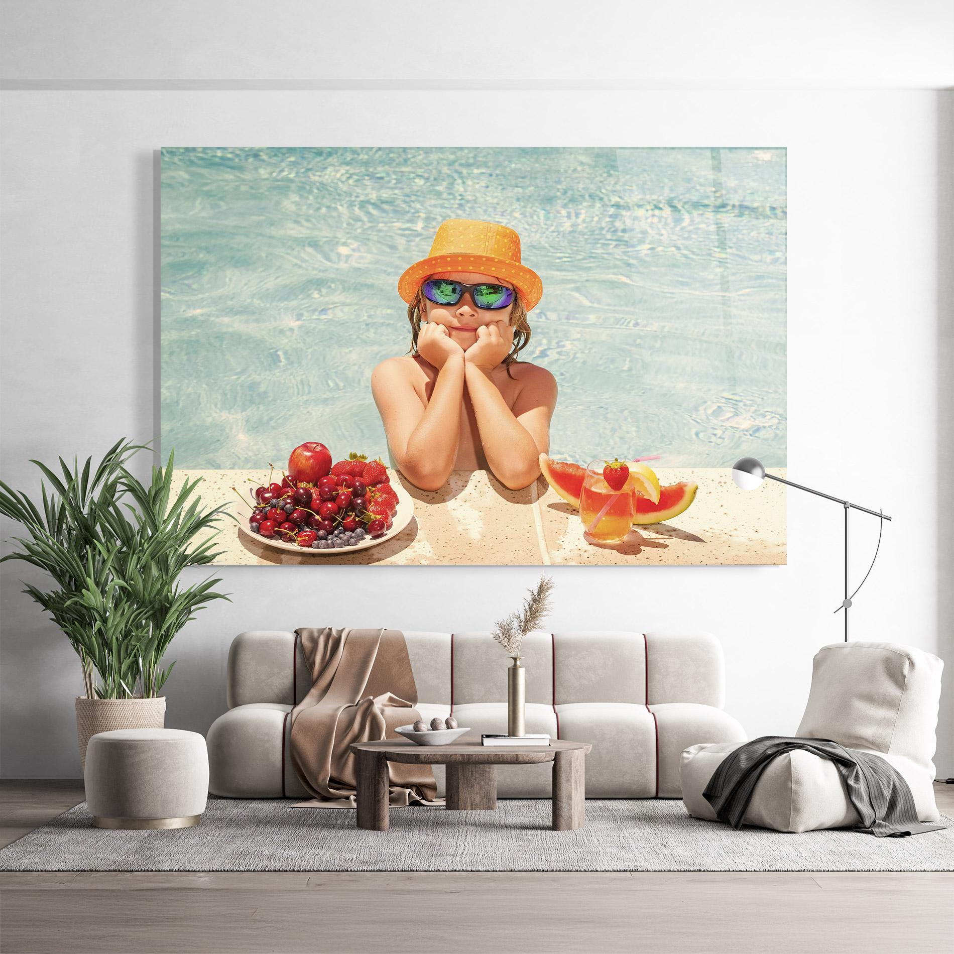 Tablou Sticla Child Swimming mockup 9