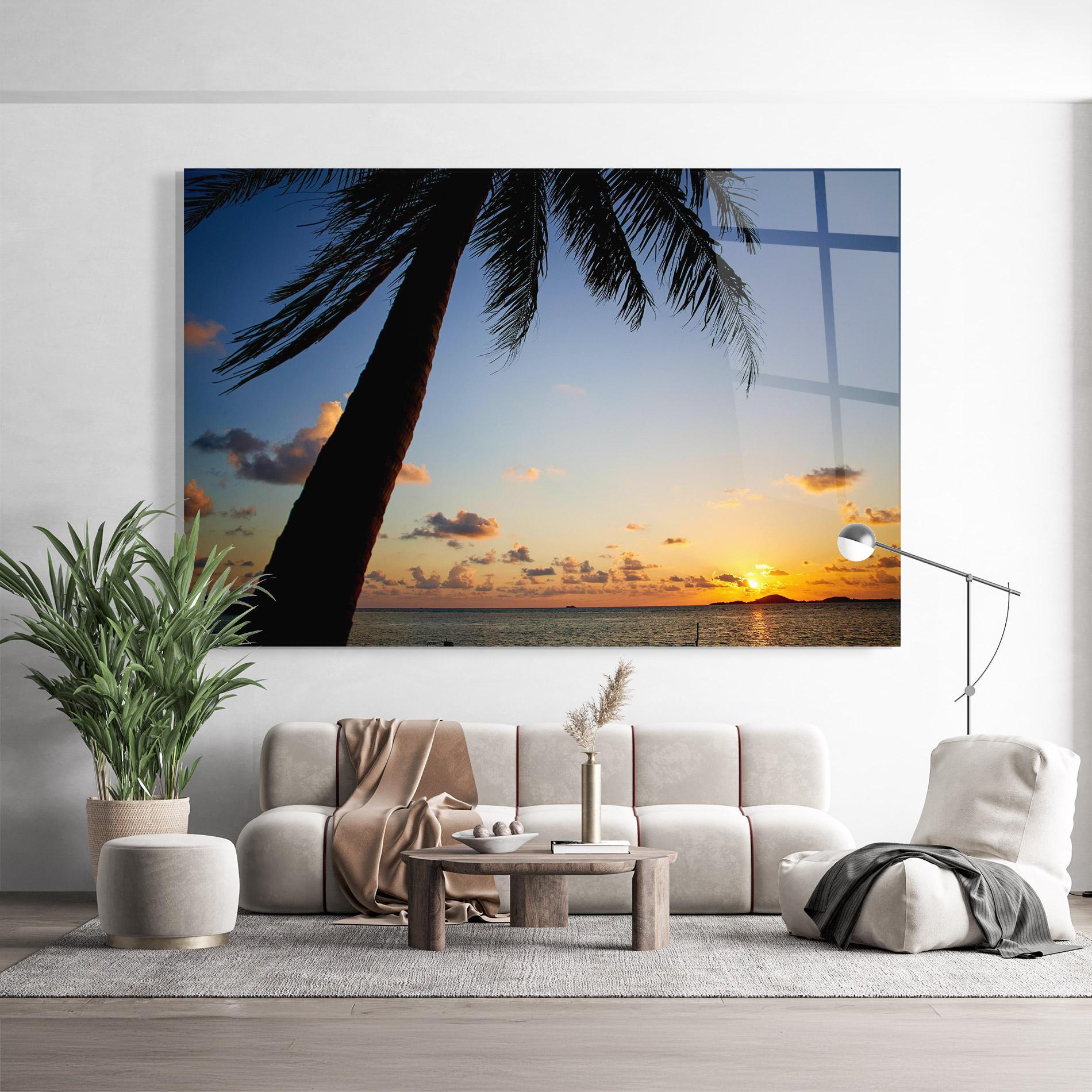 Tablou Sticla Palm Tree Silhouette mockup 9