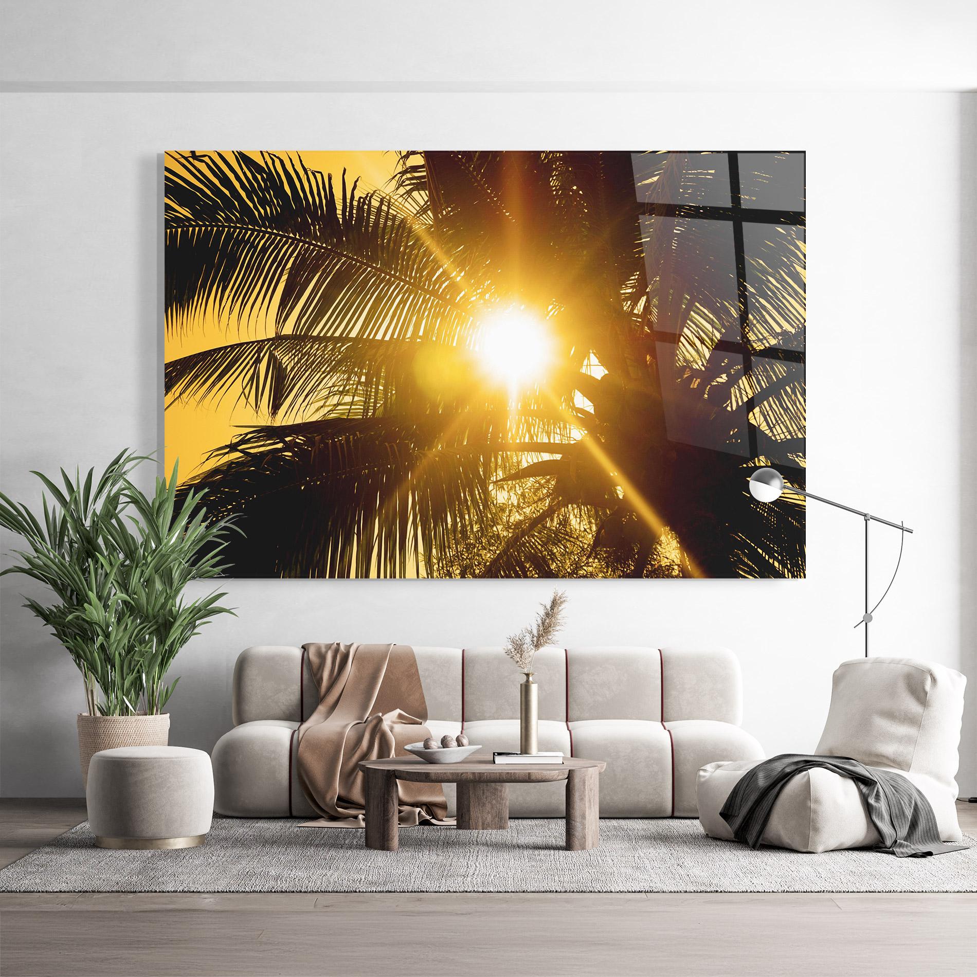 Tablou Sticla Palm Trees Sun mockup 9