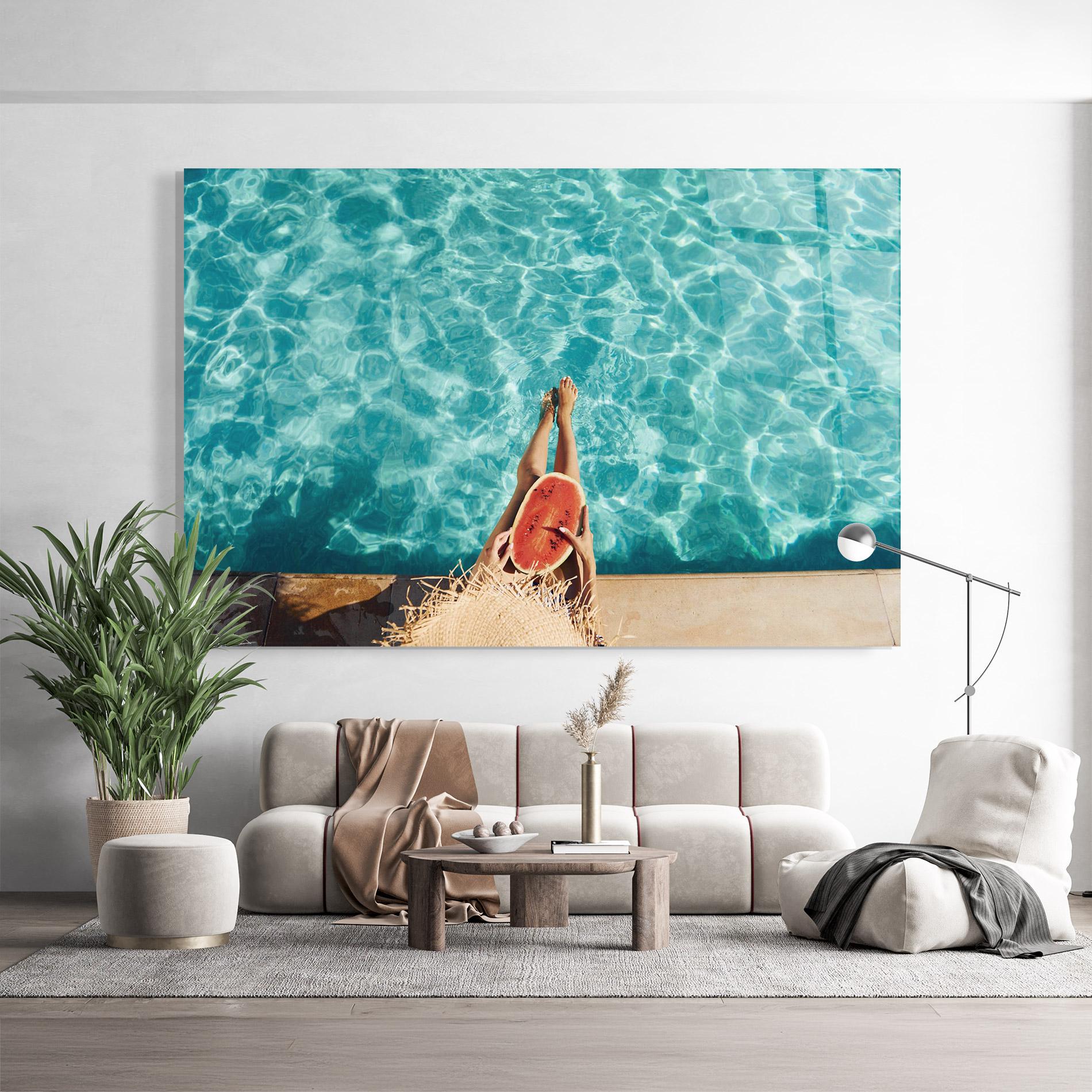 Tablou Sticla Pool Watermelon mockup 9