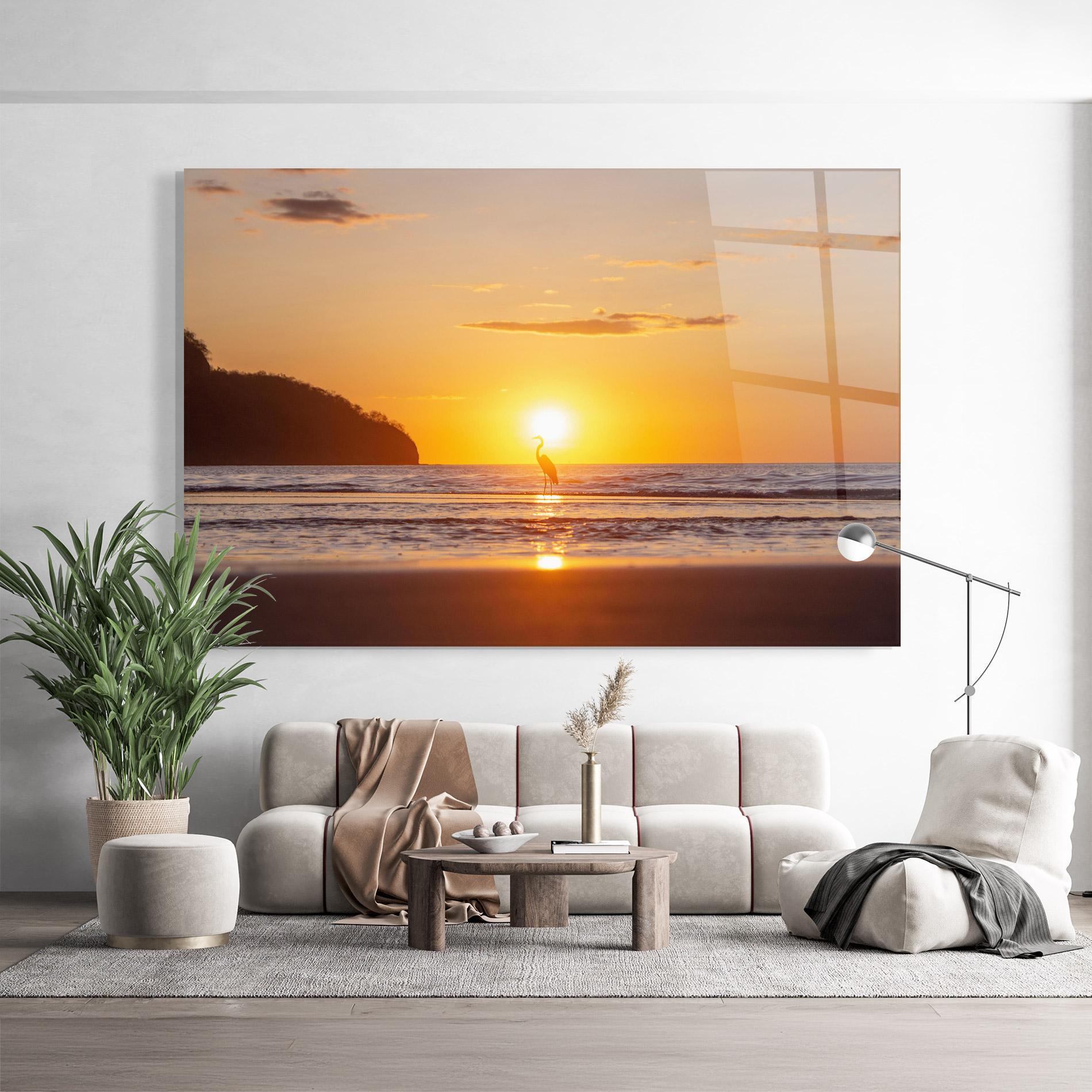 Tablou Sticla Sunset Bird Silhouette mockup 9