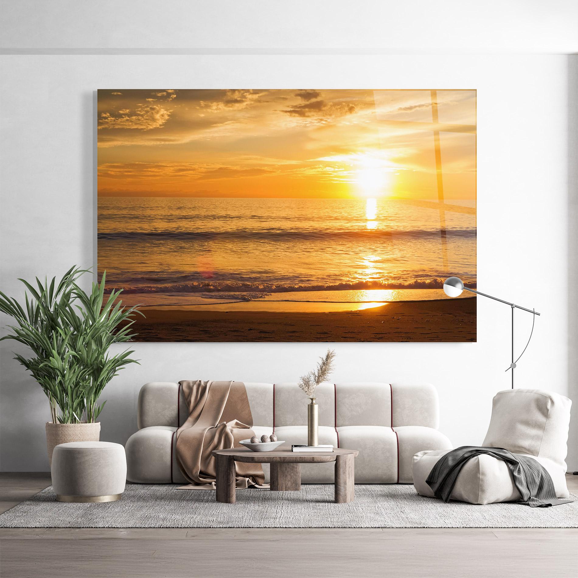 Tablou Sticla Sunset Ocean Coast mockup 9