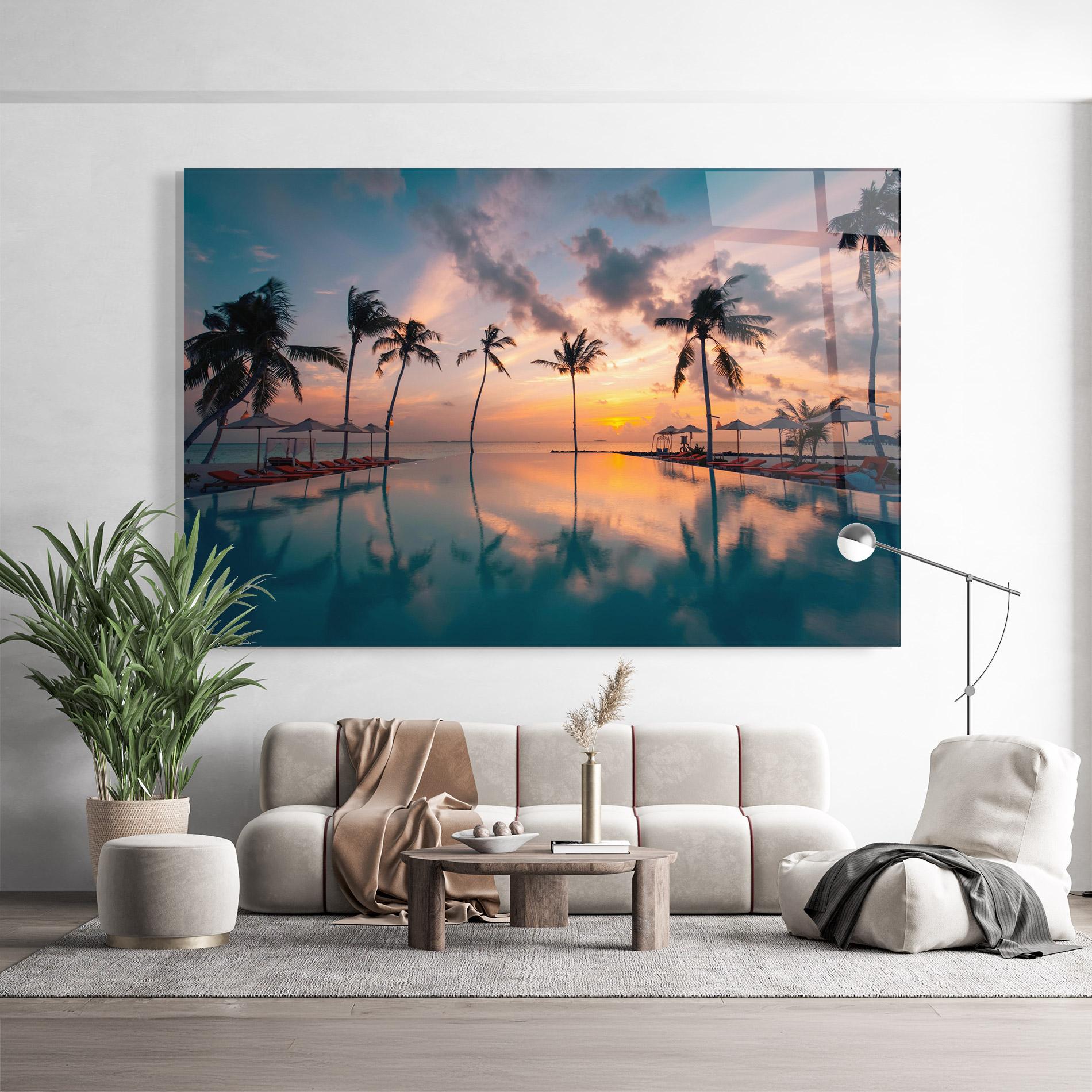 Tablou Sticla Tropical Beach mockup 9