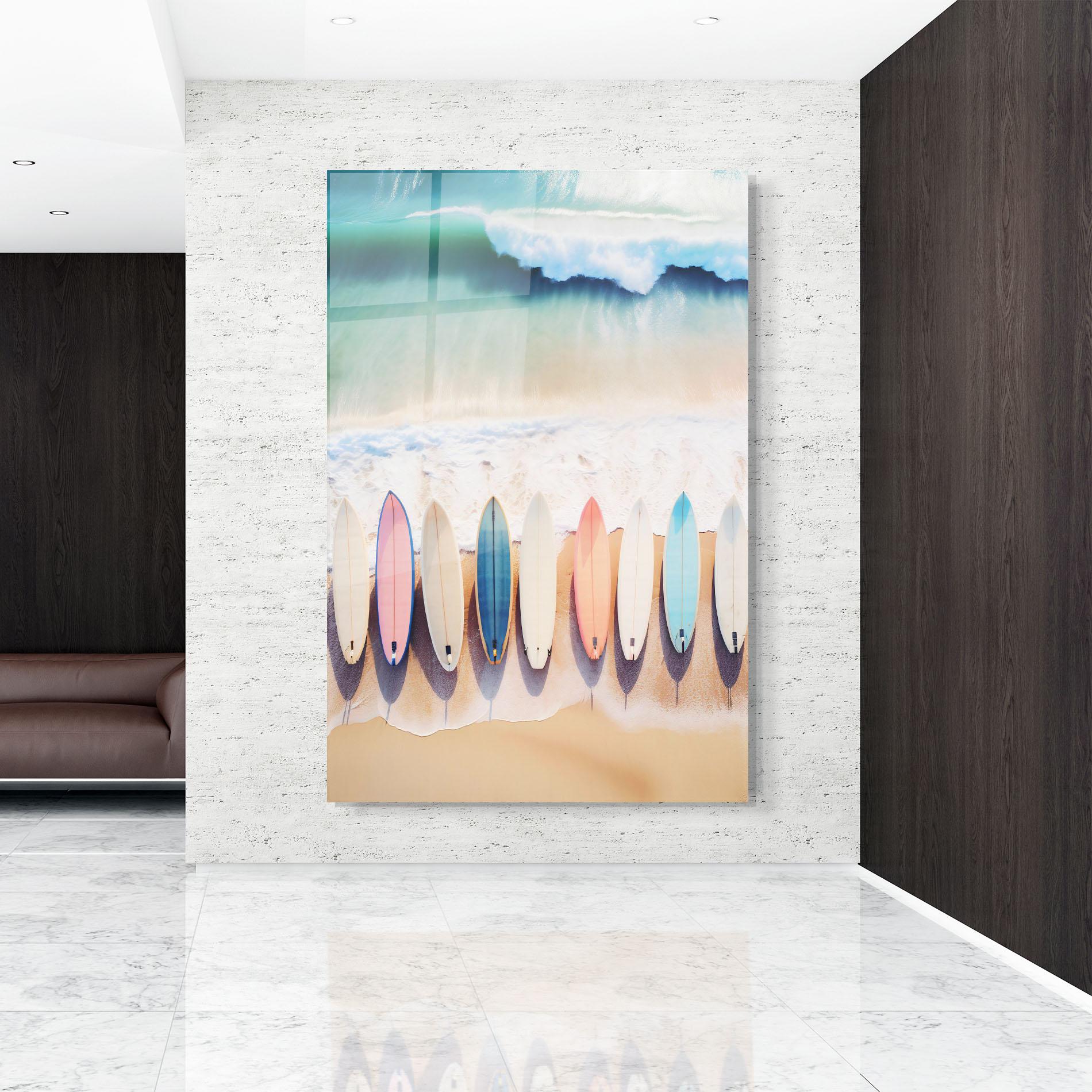 Tablou Sticla Surfboards Beach mockup 9