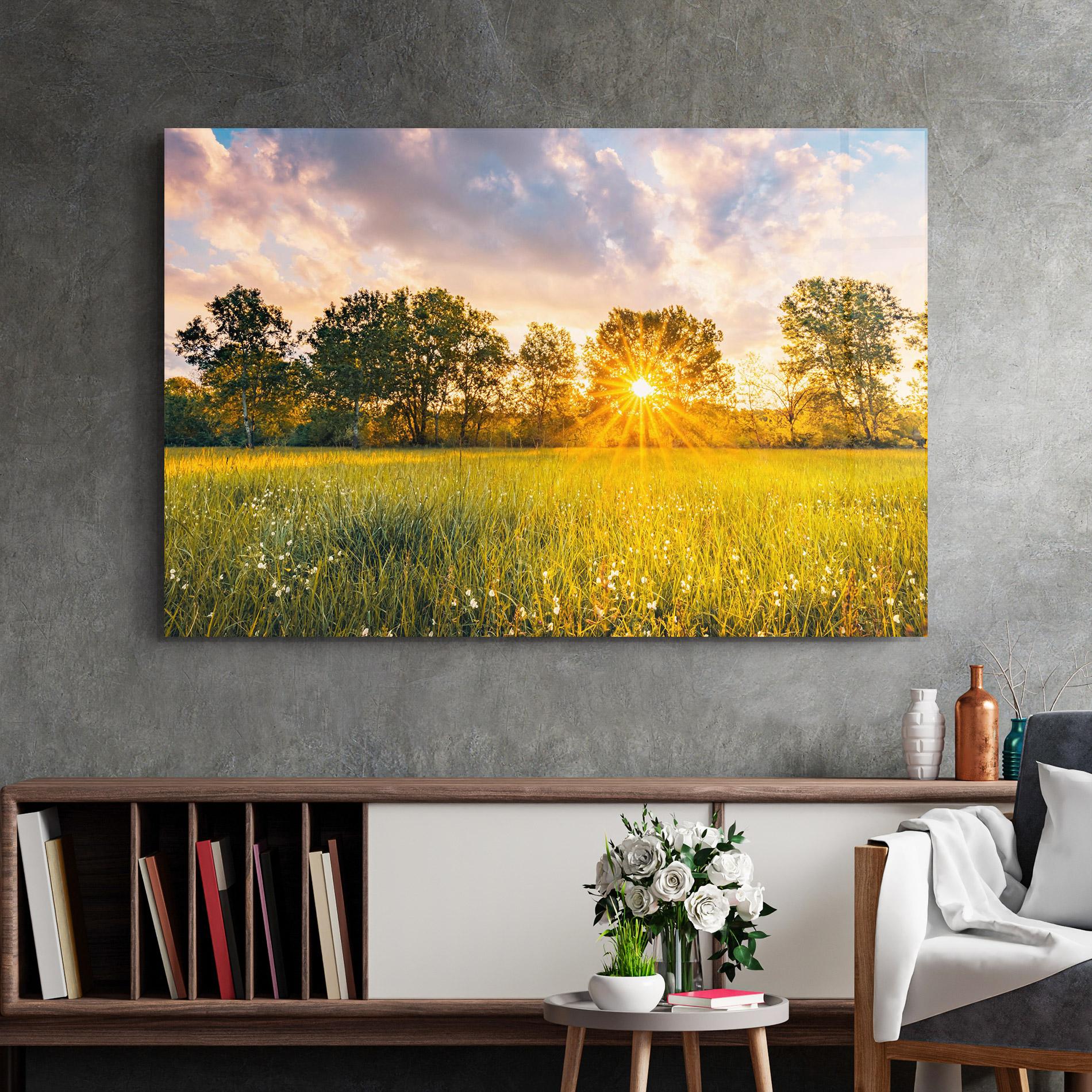 Tablou Sticla Blossoming Meadow mockup 2