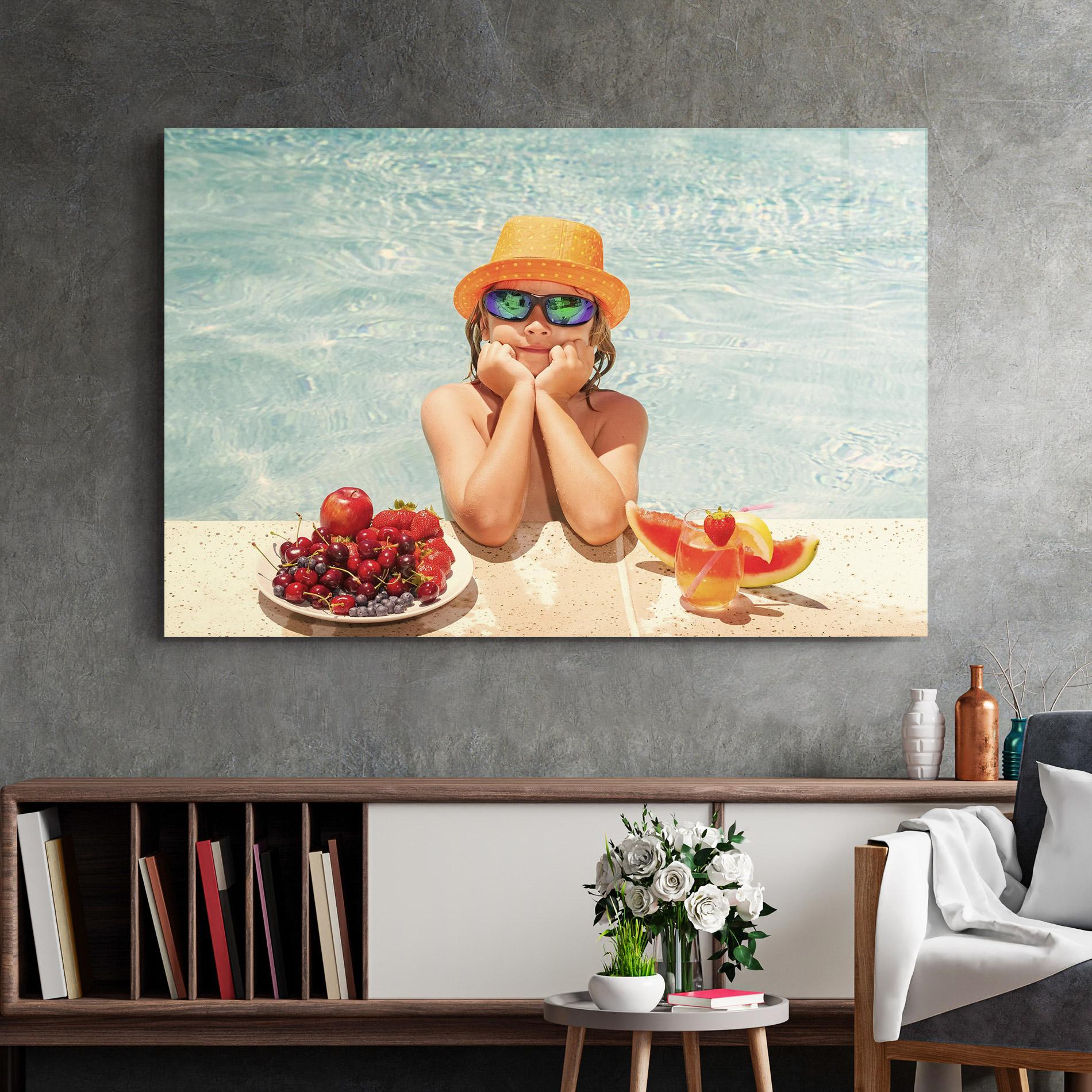 Tablou Sticla Child Swimming mockup 2