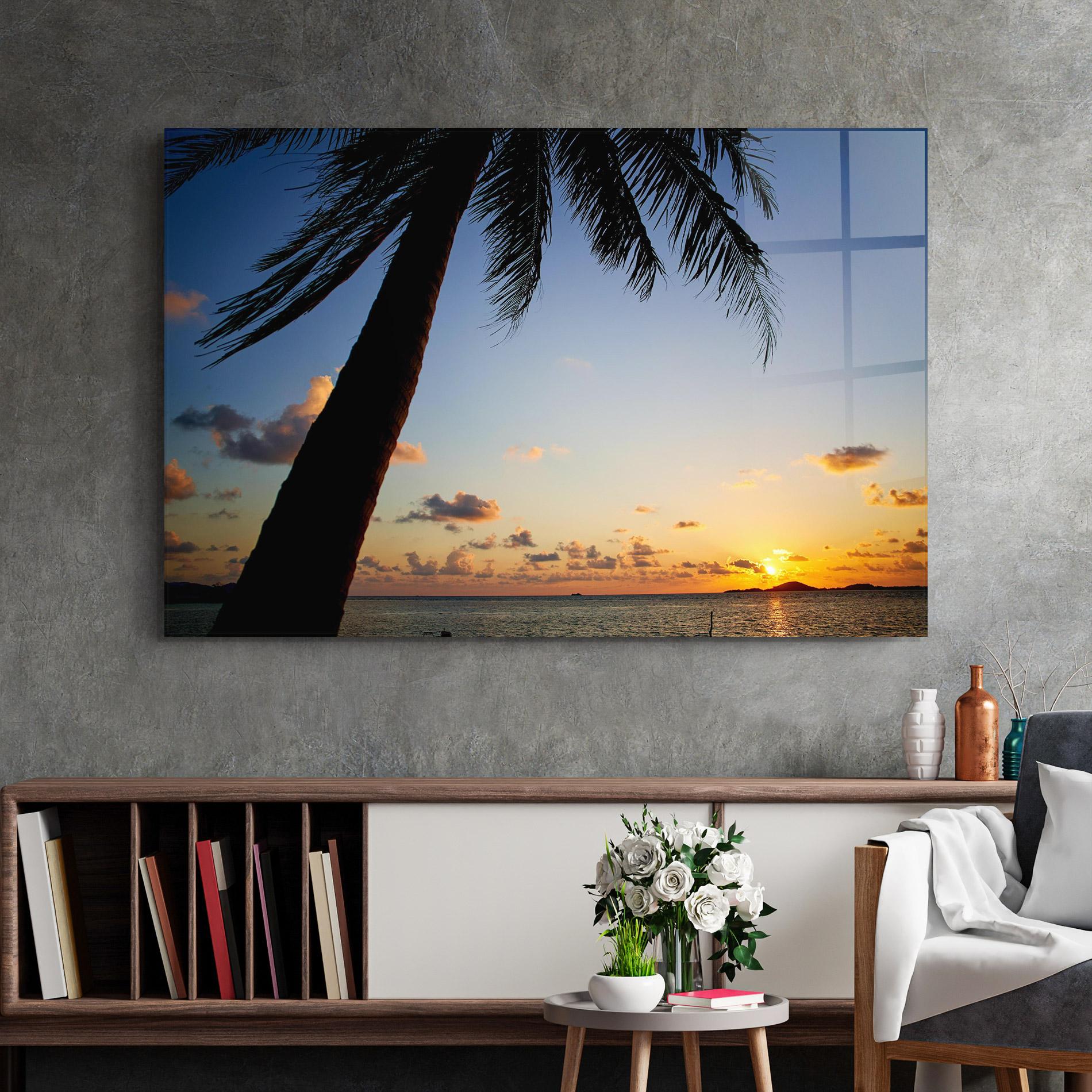 Tablou Sticla Palm Tree Silhouette mockup 2