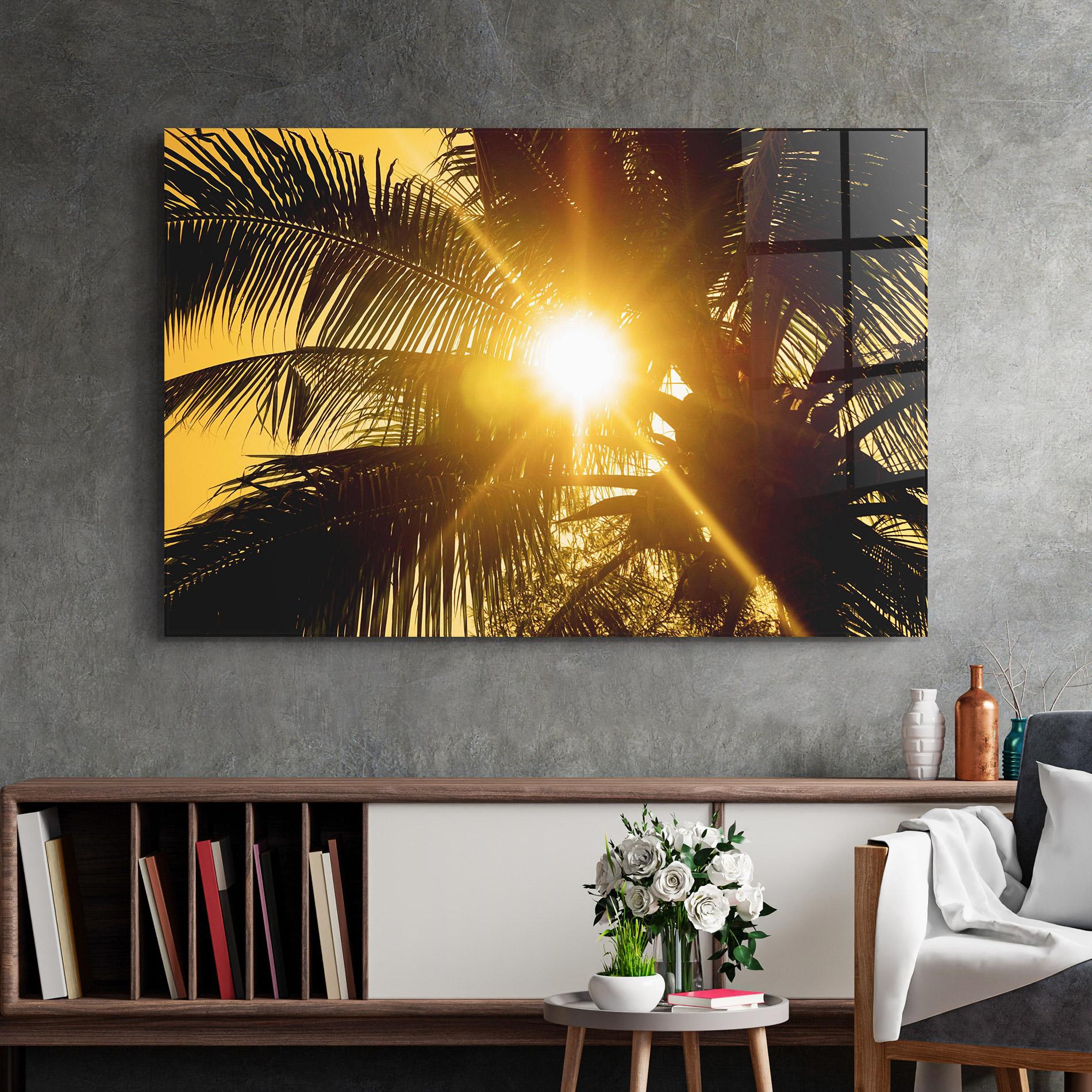 Tablou Sticla Palm Trees Sun mockup 2