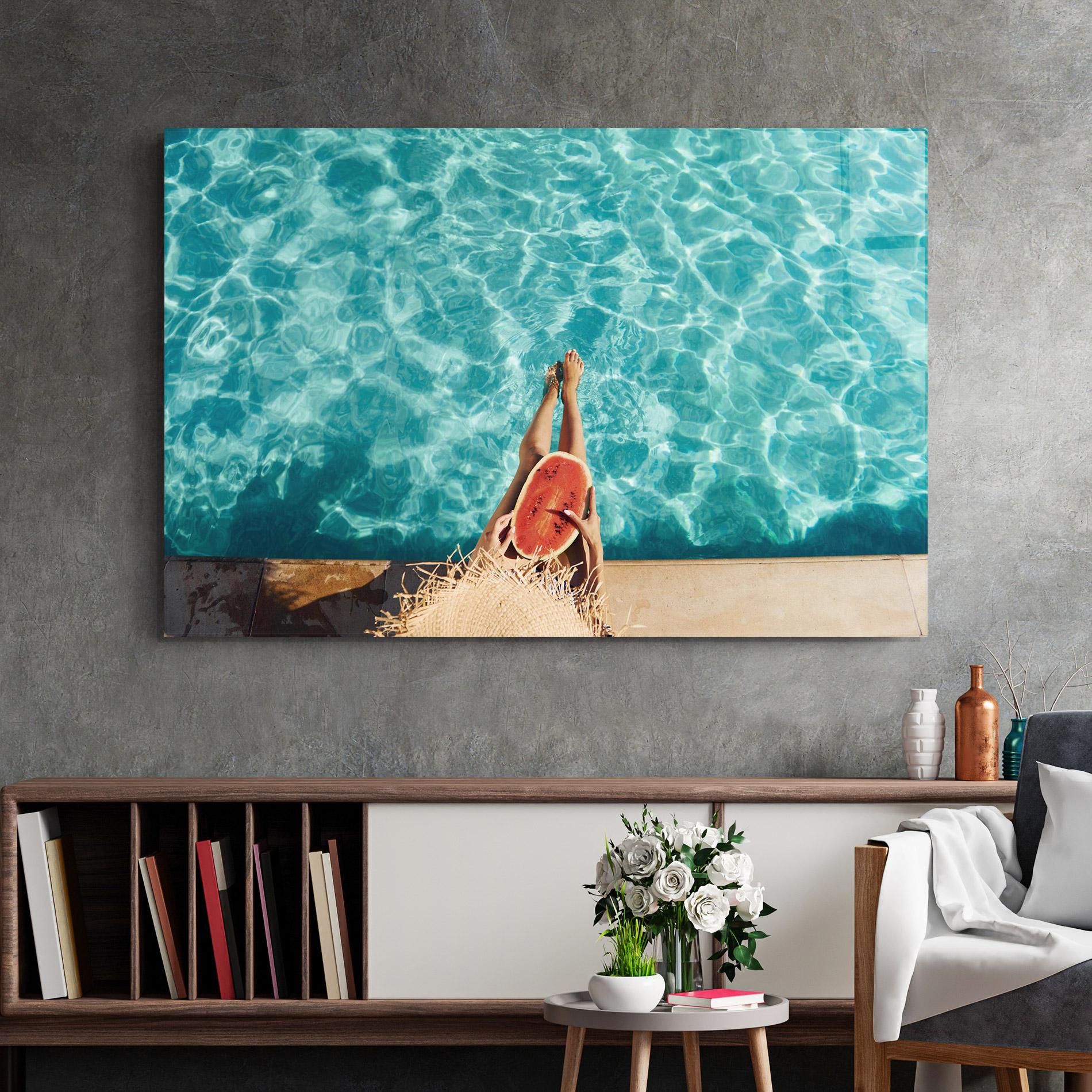 Tablou Sticla Pool Watermelon mockup 2