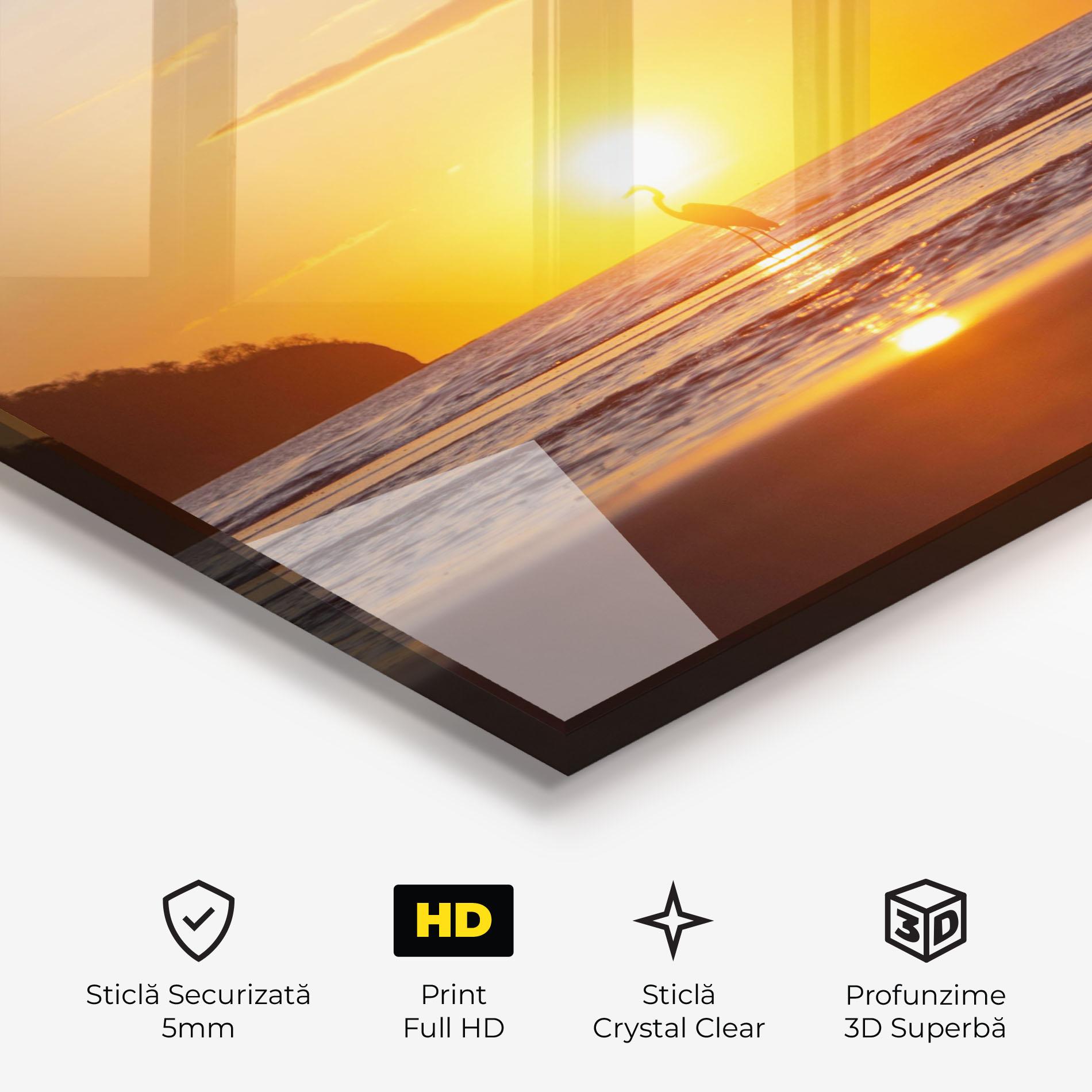 Tablou Sticla Sunset Bird Silhouette mockup 3