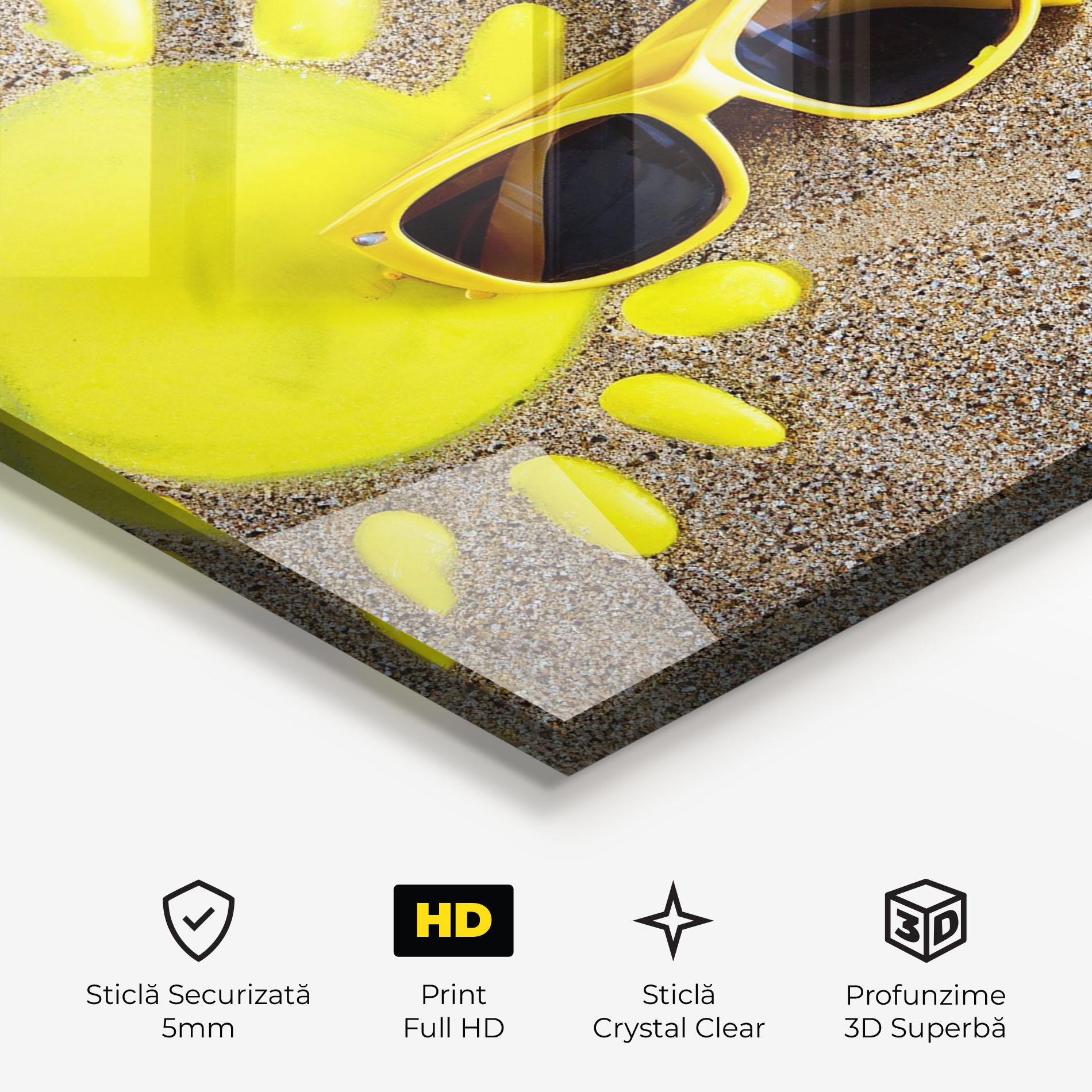 Tablou Sticla Yellow Summer Glasses mockup 3