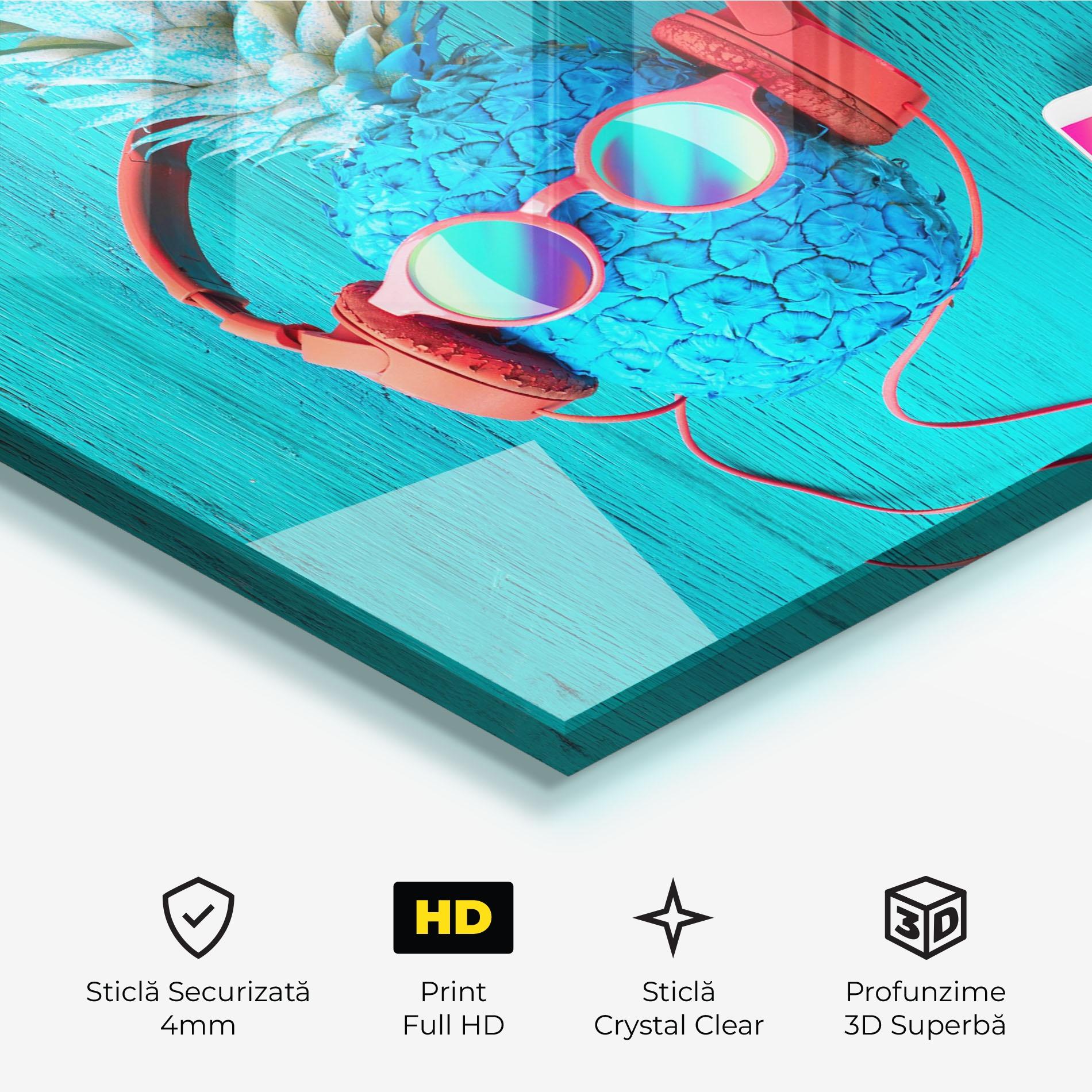 Tablou Sticla Blue Pineapple mockup 3